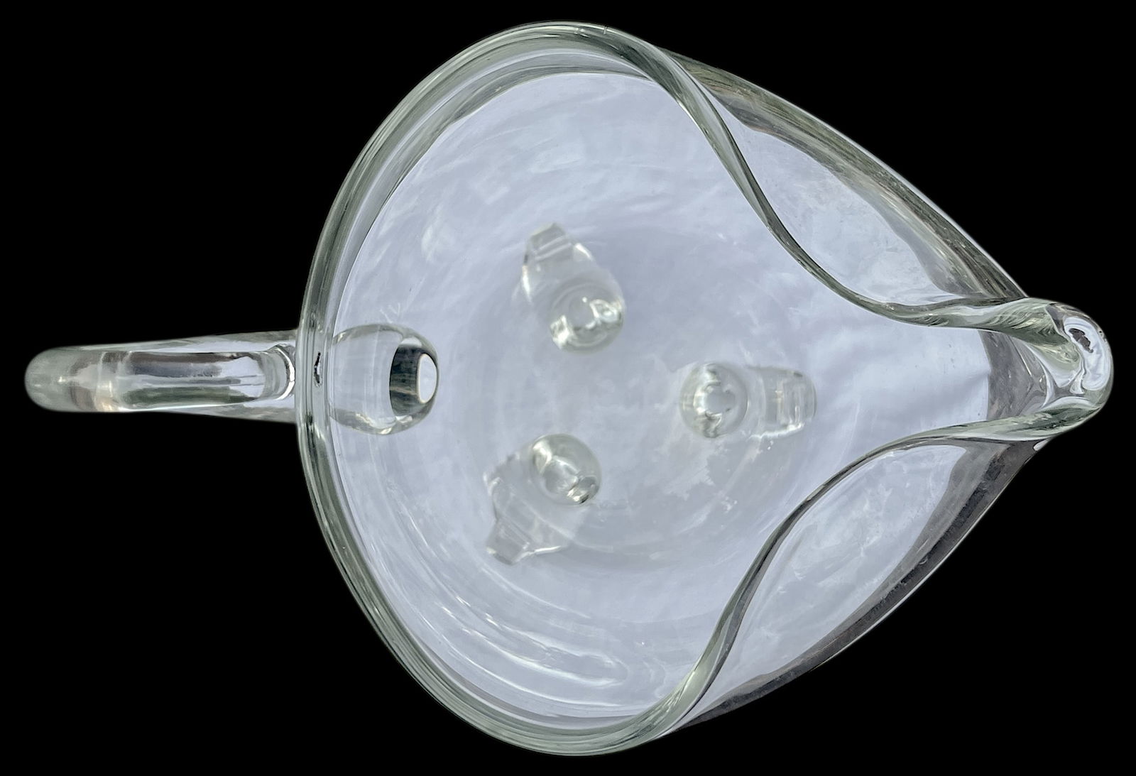 Mouth-Blown Glass Scroll Foot Water Pitcher After Steuben by John Dreves | Hand-Scrolled Feet + Grou - 6