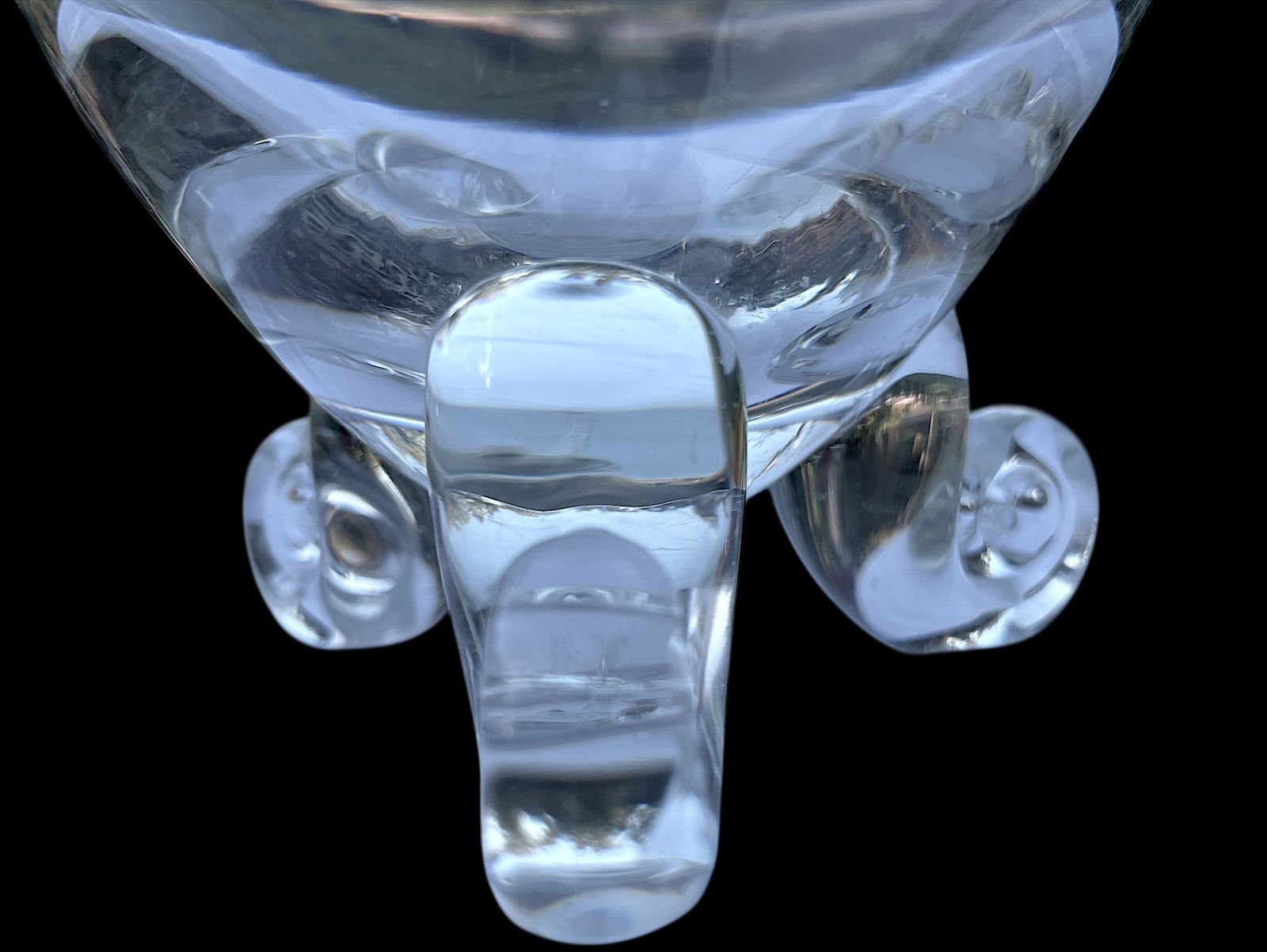 Mouth-Blown Glass Scroll Foot Water Pitcher After Steuben by John Dreves | Hand-Scrolled Feet + Grou - 7