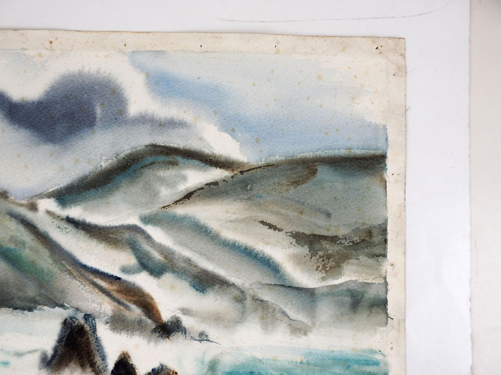 Mid 20th Century Modernist California Coastal Seascape Watercolor Painting - 3