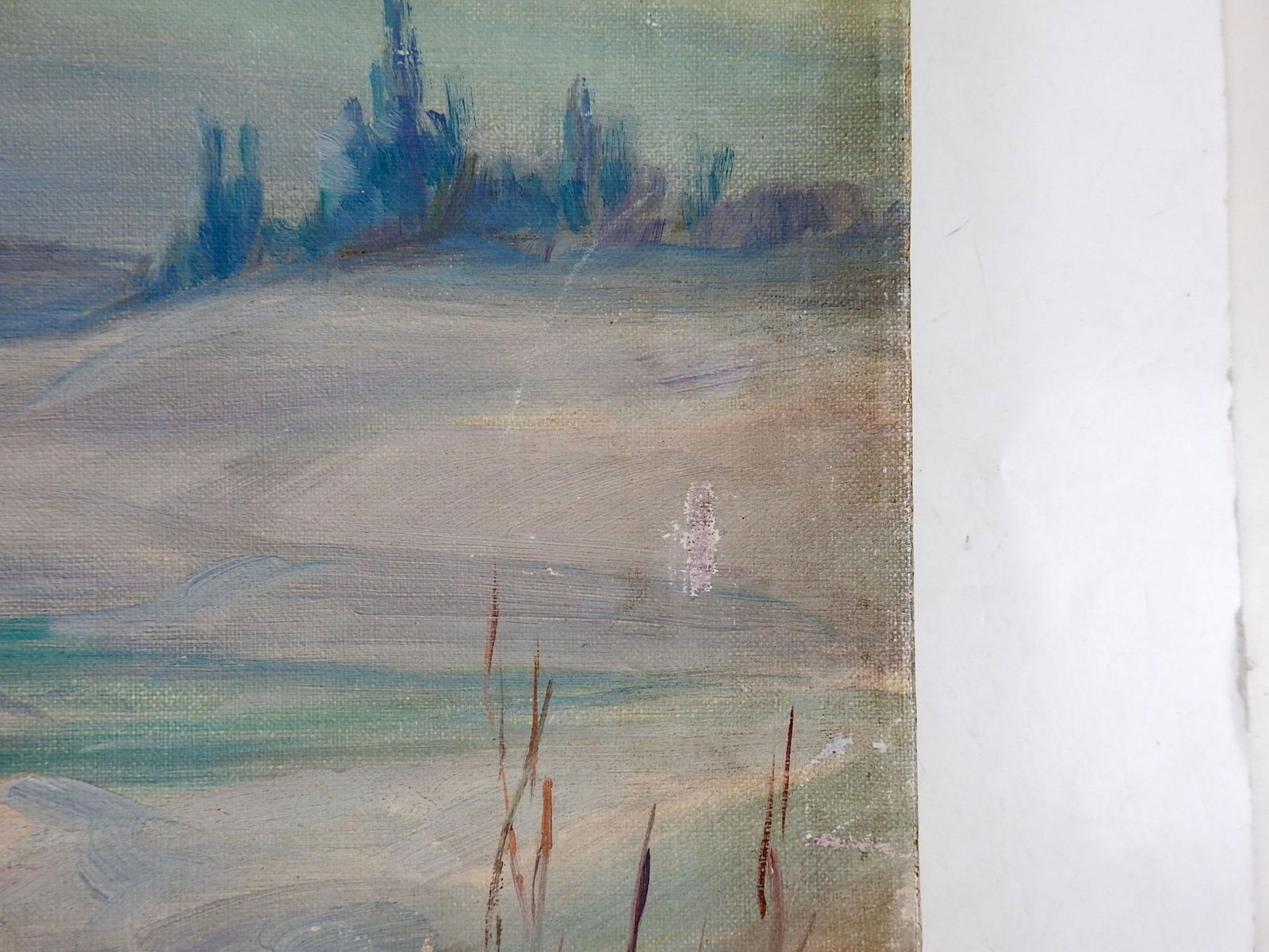 Early 20th Century Impressionist Misty Blue Winter Landscape Painting - 3