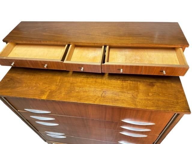 1950s Mid Century Modern Walnut Bedroom Set by West Michigan Furniture C. 1950's Highboy Dresser Wit - 3