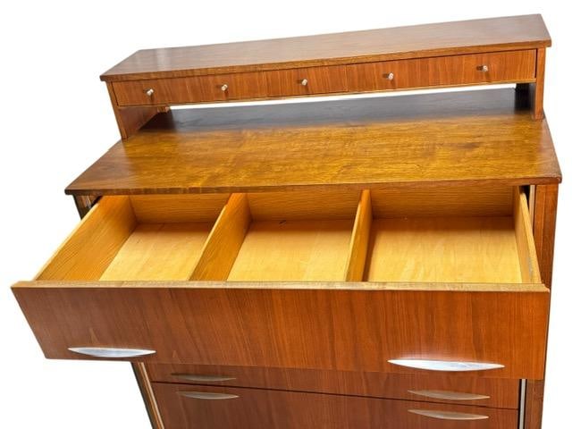 1950s Mid Century Modern Walnut Bedroom Set by West Michigan Furniture C. 1950's Highboy Dresser Wit - 6