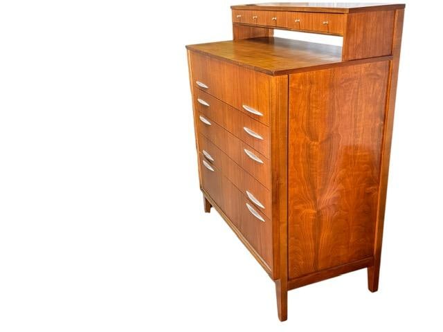 1950s Mid Century Modern Walnut Bedroom Set by West Michigan Furniture C. 1950's Highboy Dresser Wit - 8