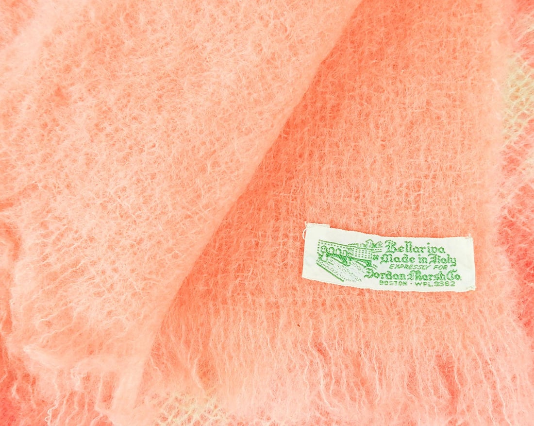 Vintage Bellariva Italian Peach Mohair Wool Scarf - A Pair - 5