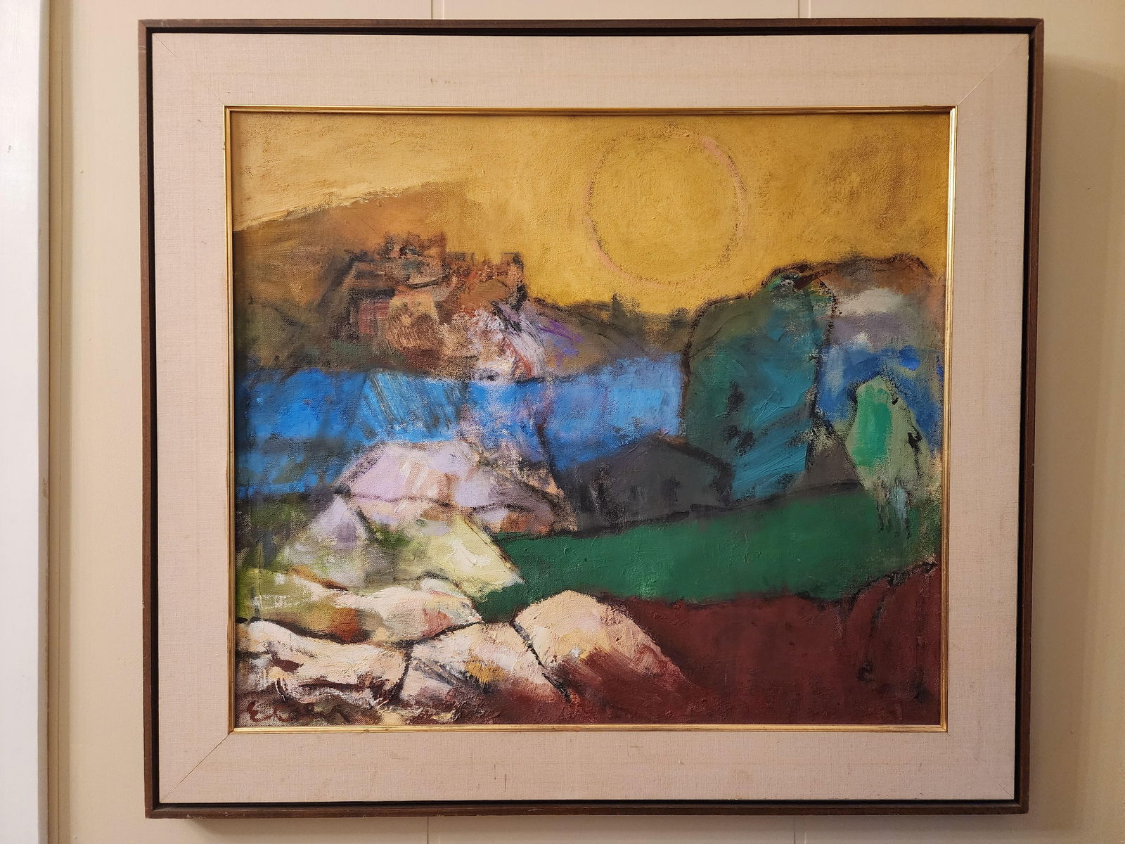 1940s Eleanor Coen Original Oil "Fields and Rocks" - 3