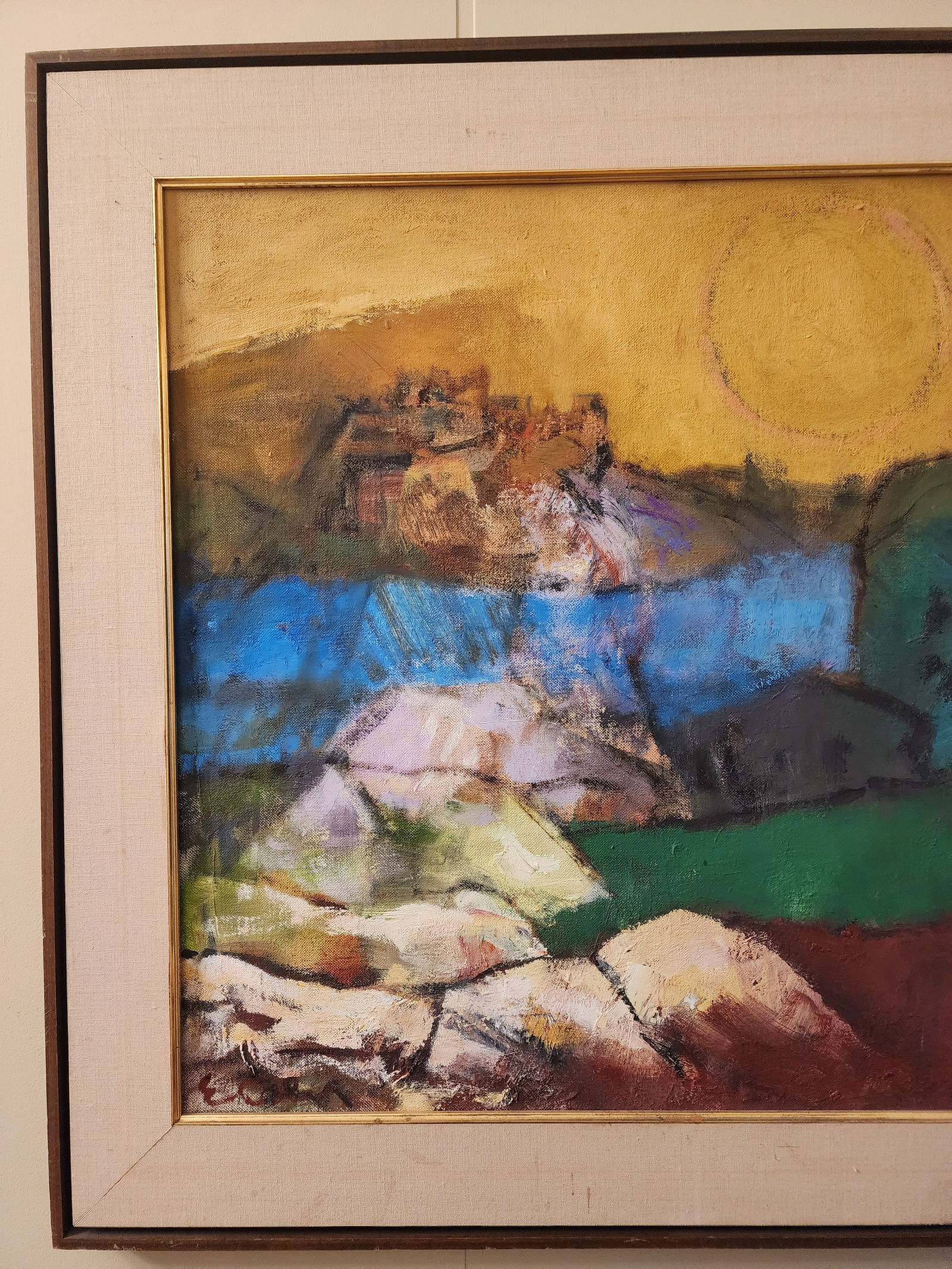 1940s Eleanor Coen Original Oil "Fields and Rocks" - 8