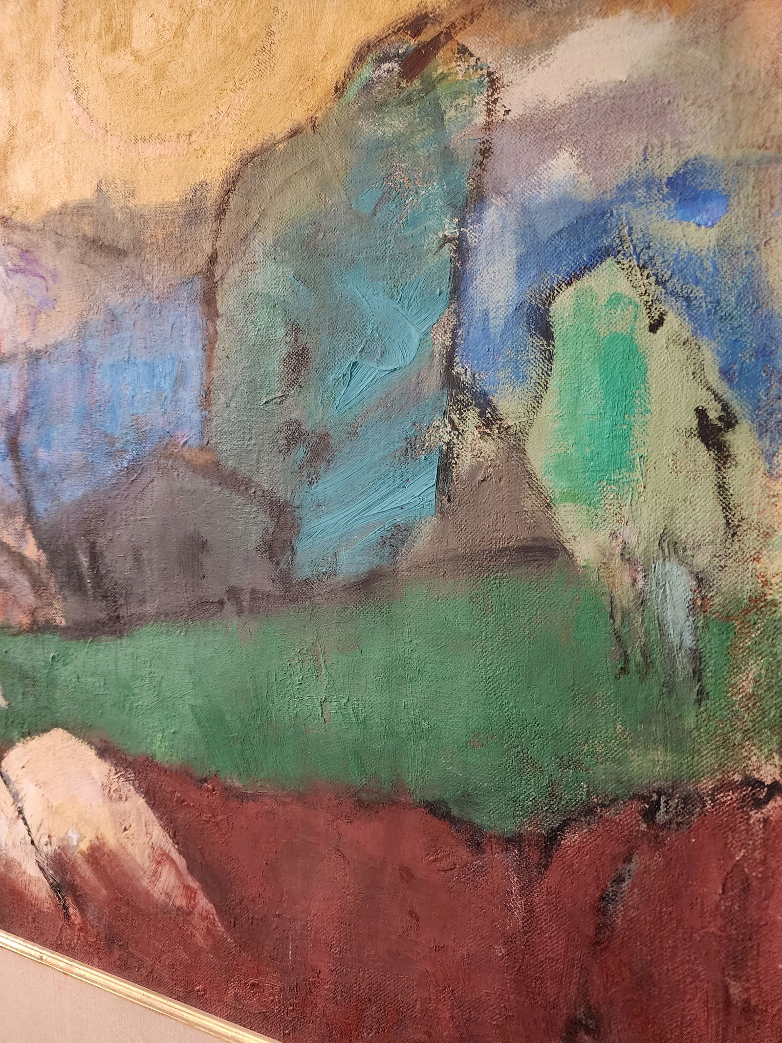 1940s Eleanor Coen Original Oil "Fields and Rocks" - 9