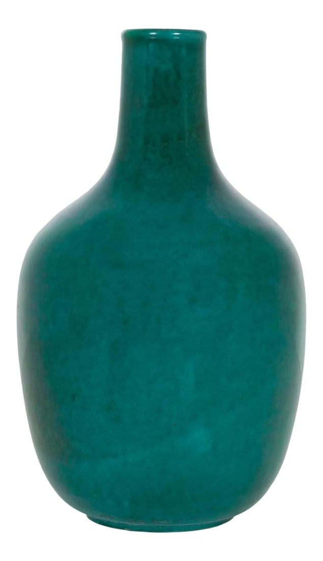 1950s Early Fantoni Ceramic Vase: Early Fantoni Vase, ceramic with green glaze. [Signed underside Fantoni Italy with logo] Condition: Alterations: Original Condition Unaltered Imperfections: Some Imperfections Condition Notes: none