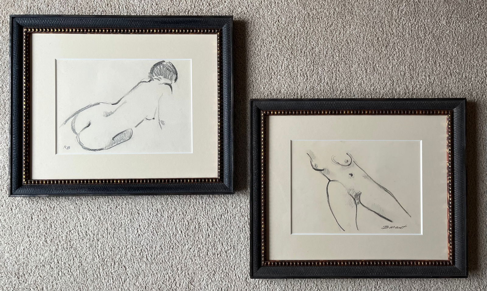 Original Nude Pencil Drawings-Custom Framed-Signed - 5