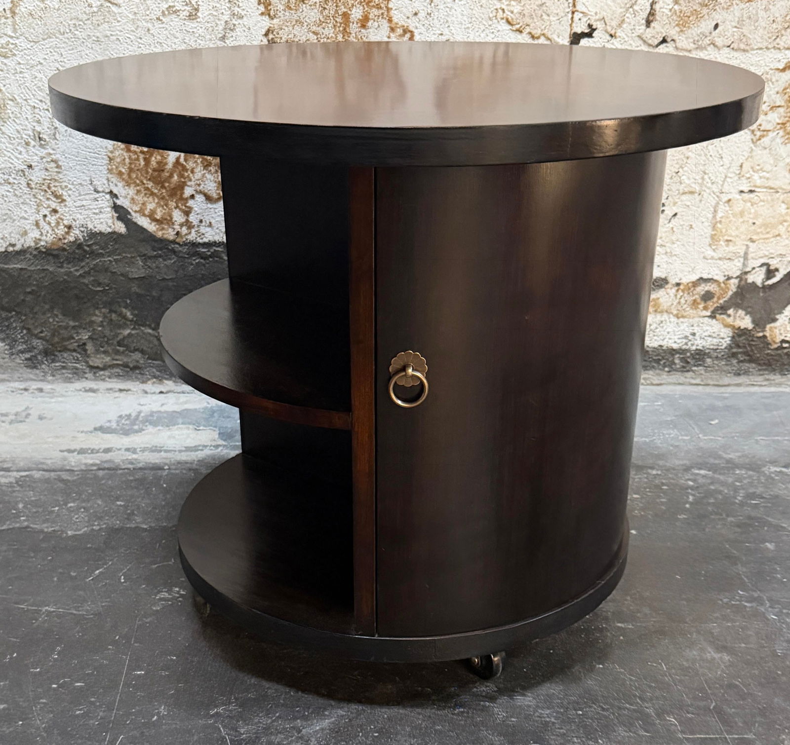 Swedish Grace Art Deco Round Rökbord Bar Cabinet / End Table by SMF Bodafors c.1930 - 4