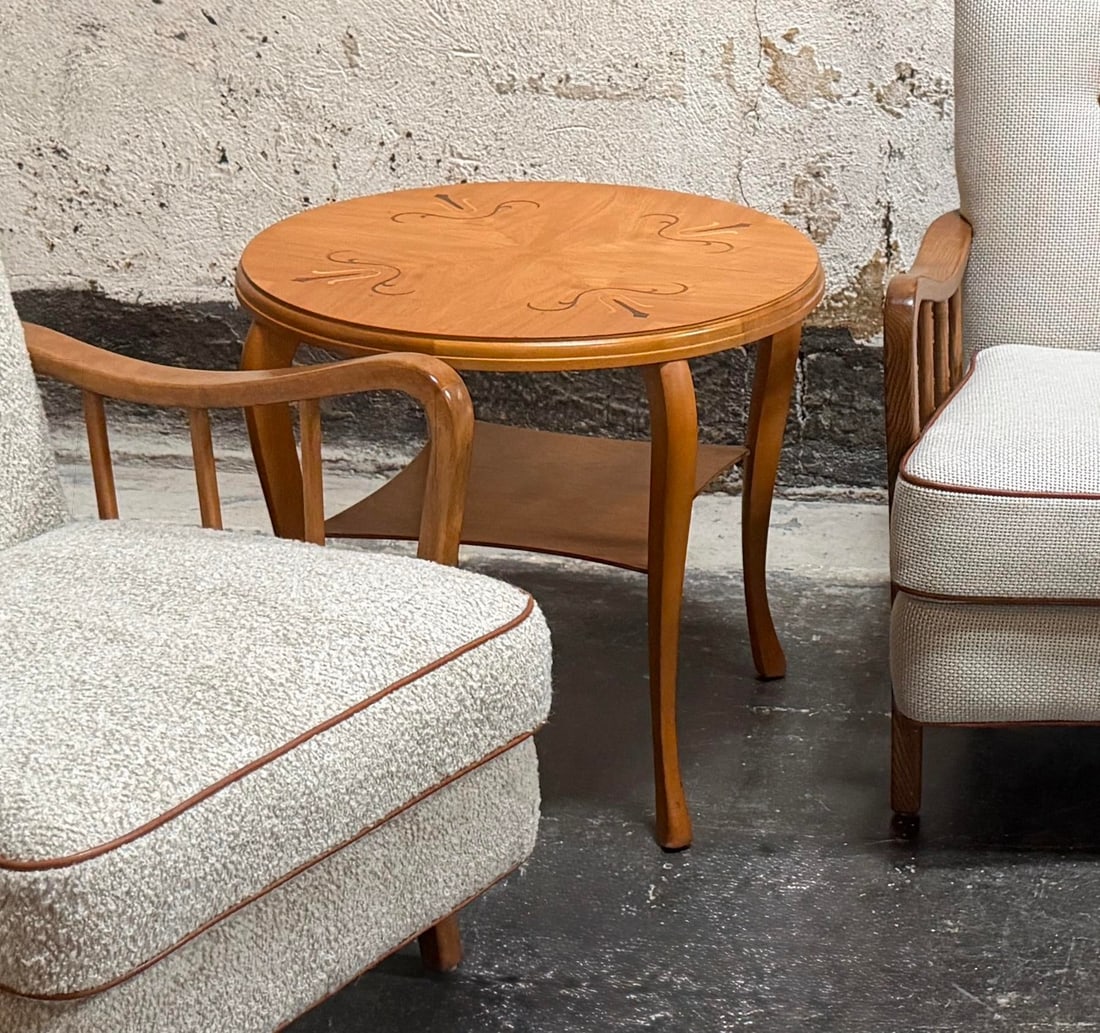 Swedish Grace Art Deco Marquetry Inlay End Table by Mjölby Intarsia C. 1930s - 8