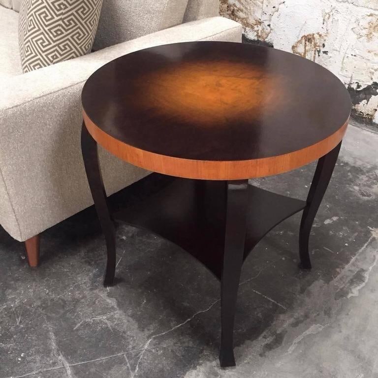 Antique Swedish Grace Art Deco Flame Birch Elm End or Side Table Circa 1925 - 2