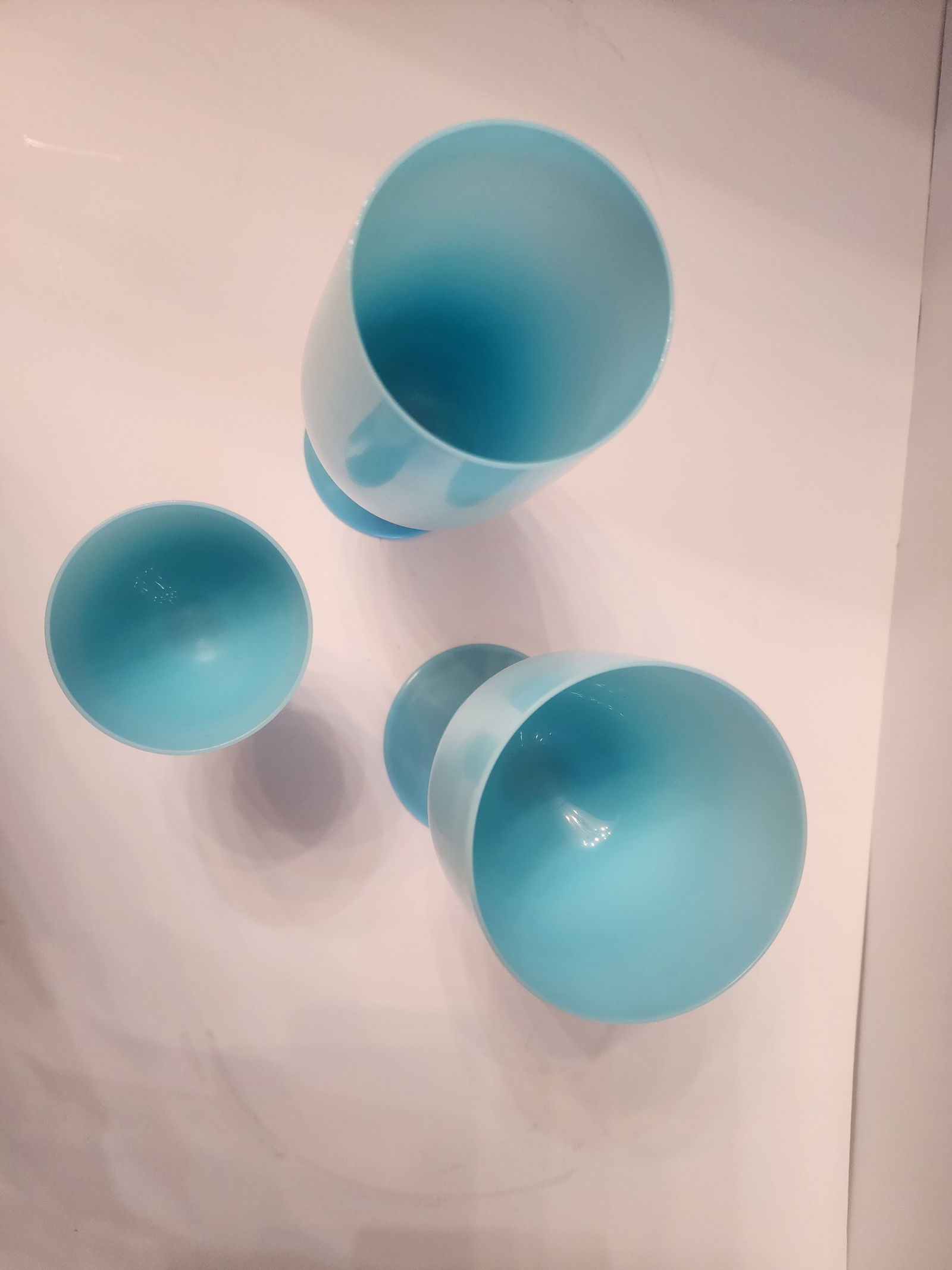 1930s Set of 3 Portieux Aqua Opaline French Glasses - 5