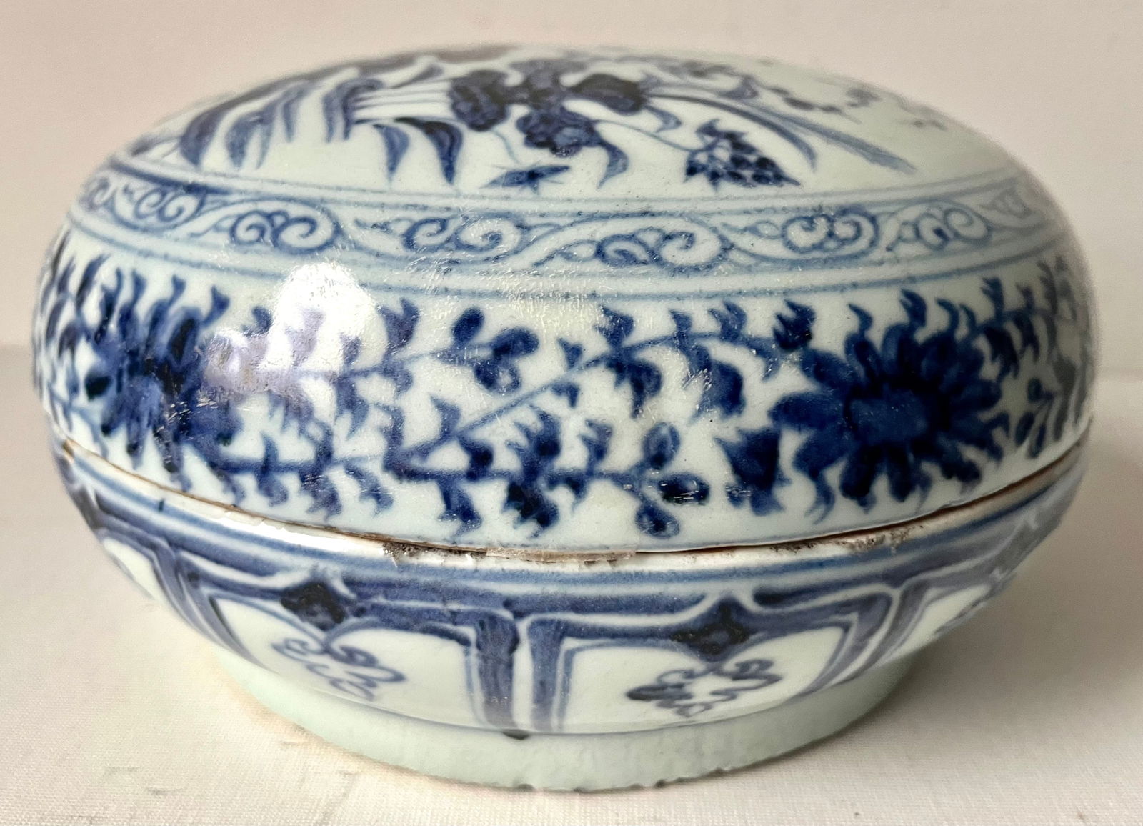 Antique Chinese Ming 9" Blue & White Porcelain Box - 5