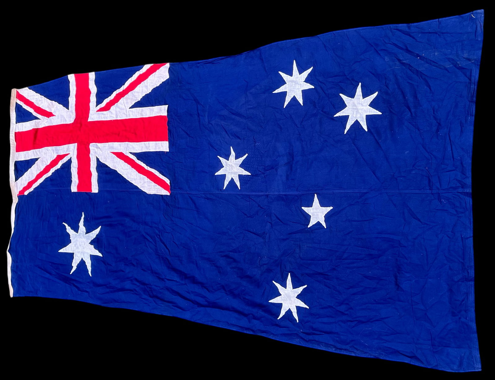 Hand-Sewn Oversized Australia Flag – 115" X 54" – Early 20th Century Textile Maritime or - 3