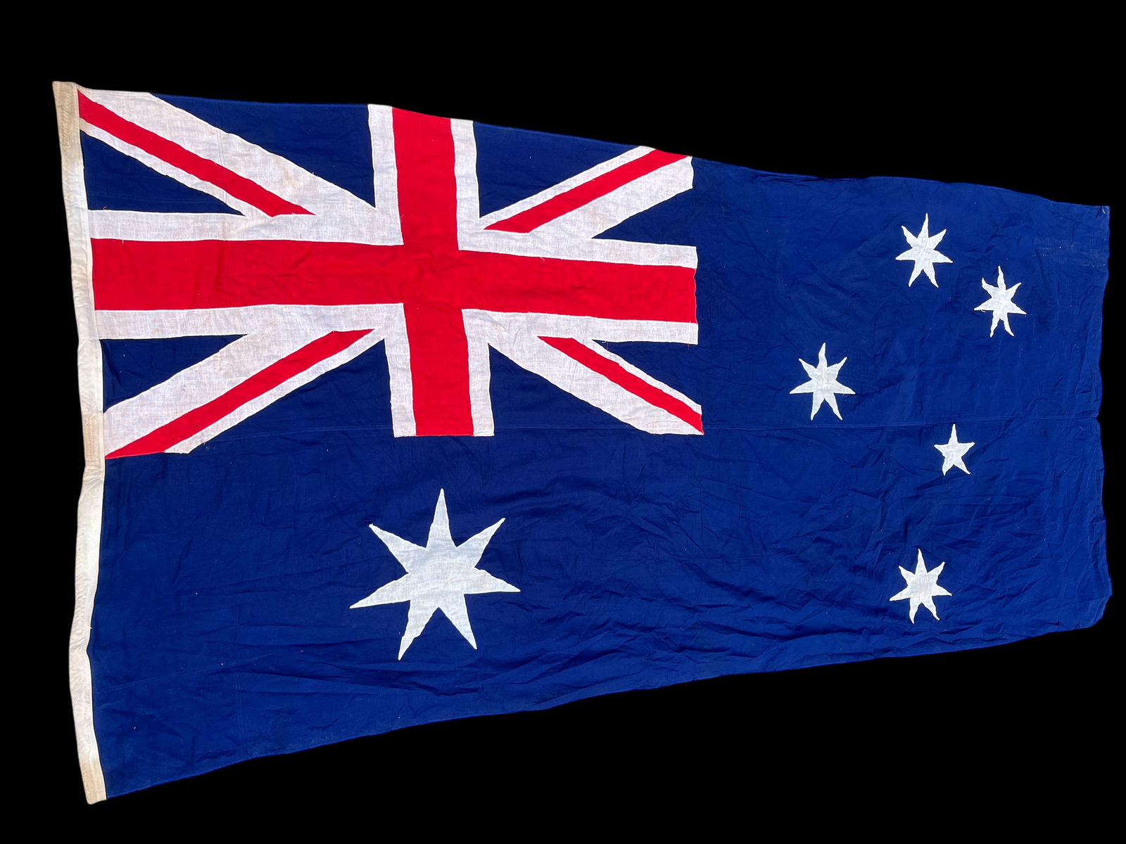 Hand-Sewn Oversized Australia Flag – 115" X 54" – Early 20th Century Textile Maritime or - 4