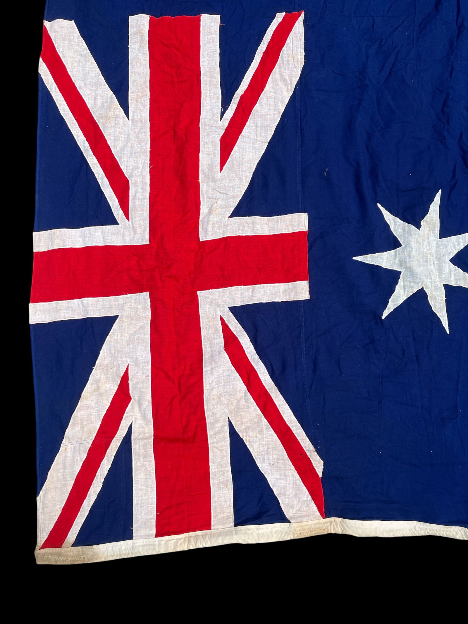 Hand-Sewn Oversized Australia Flag – 115" X 54" – Early 20th Century Textile Maritime or - 5