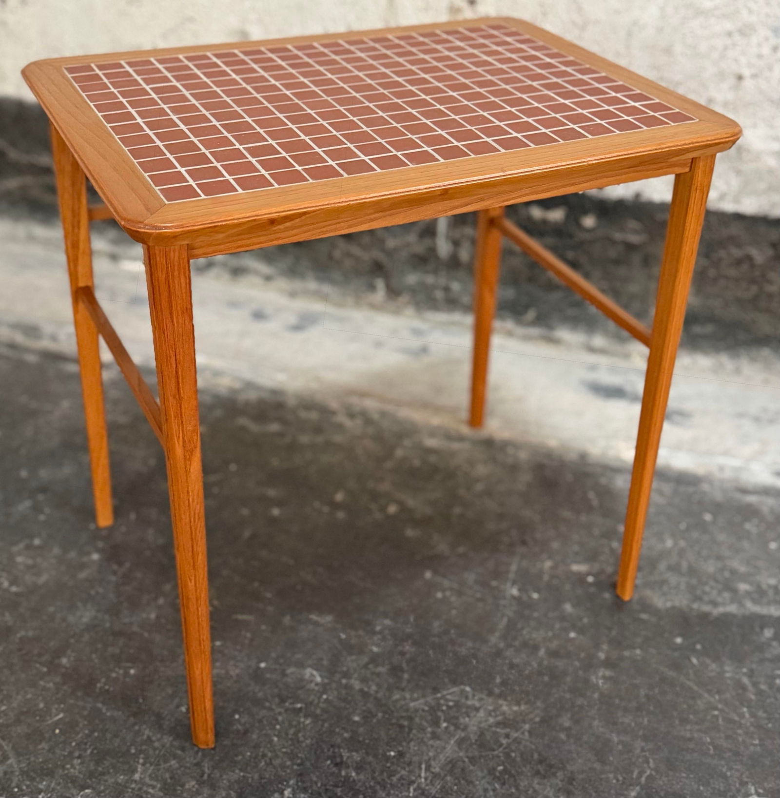 Mid-Century Modern Tile and Teak End or Drink Table, Sweden C. 1960 - 3