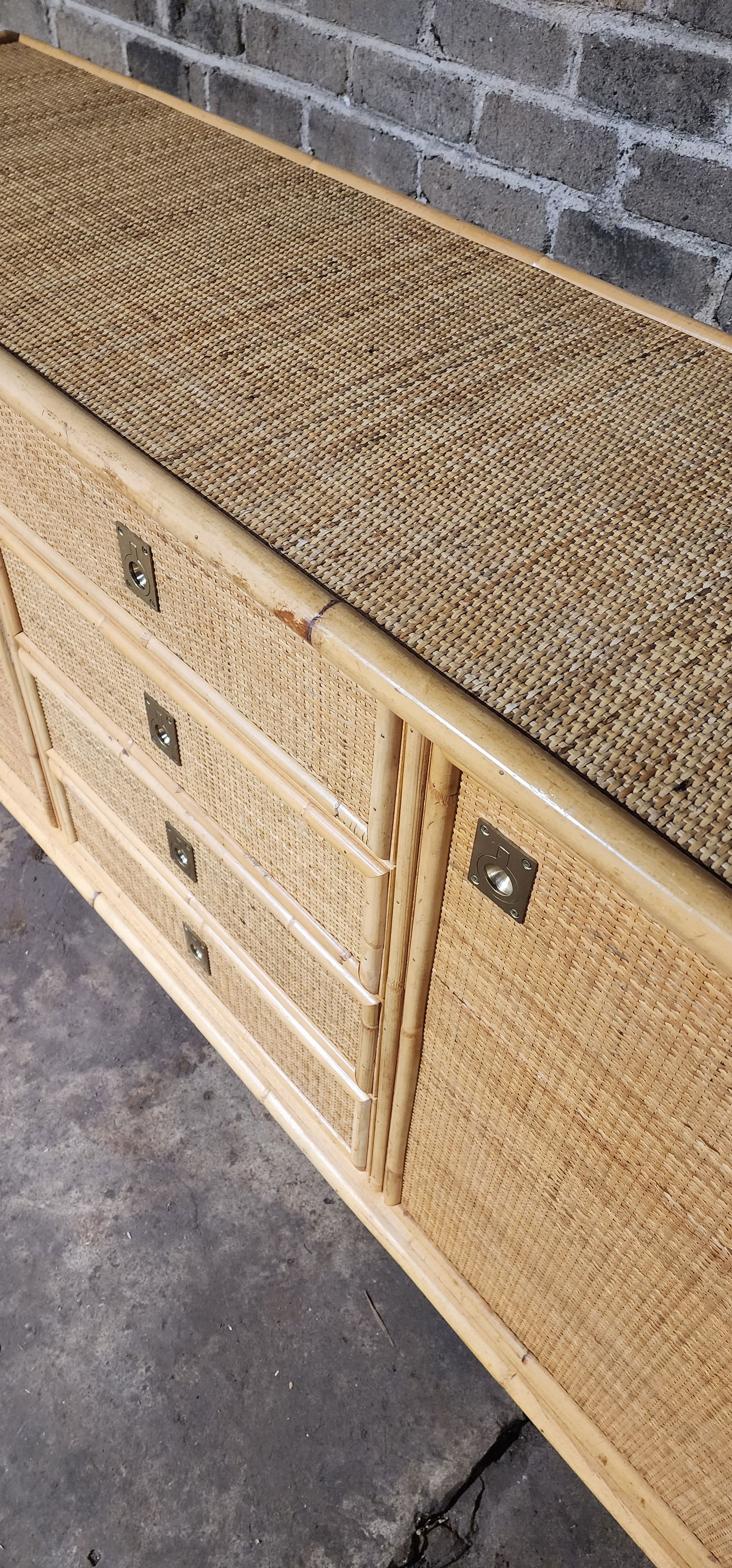 Dal Vera Credenza, Bamboo & Rattan, Made in Italy, 1970s - 11