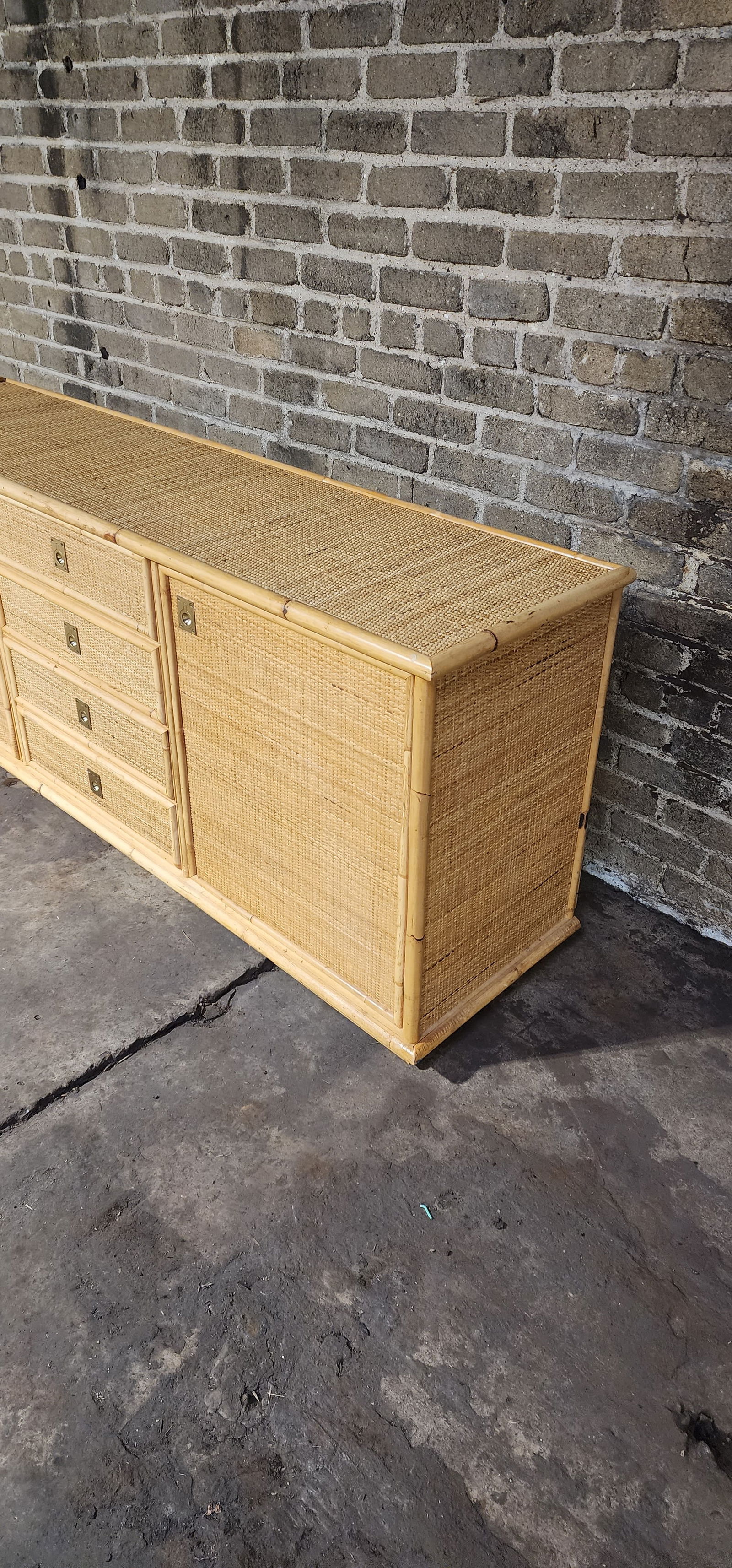 Dal Vera Credenza, Bamboo & Rattan, Made in Italy, 1970s - 2