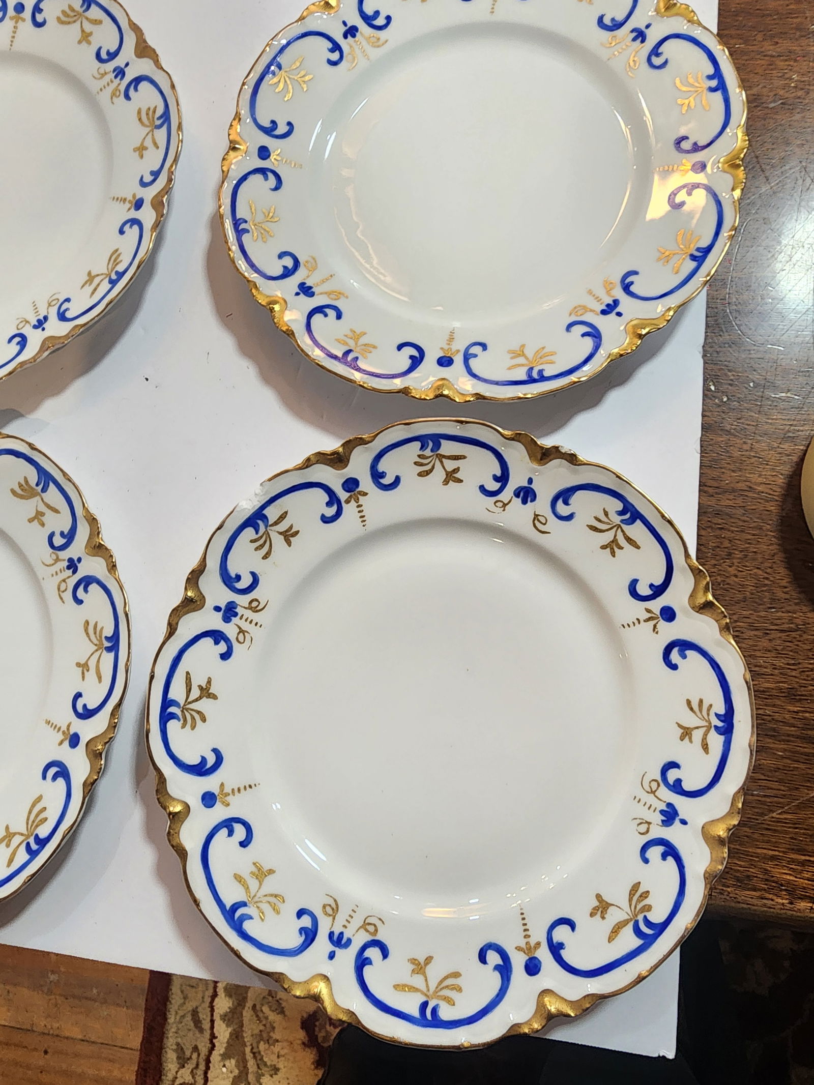 Late 19th Century Set of 6 Limoges Antique Hand Painted Dinner Plates and a Butter Dish. - 9