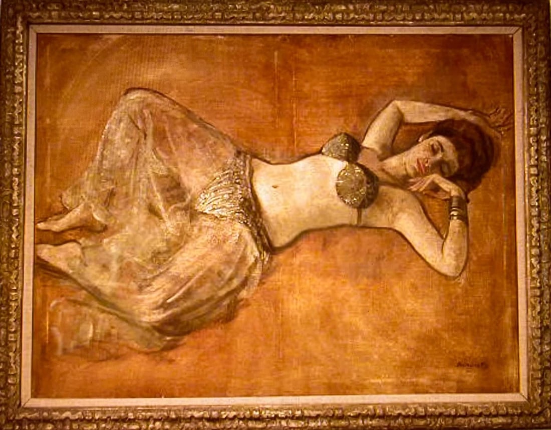 1960's Belly Dancer-Oil on Canvas-"Morocco"- Custom Framed & Signed - 3