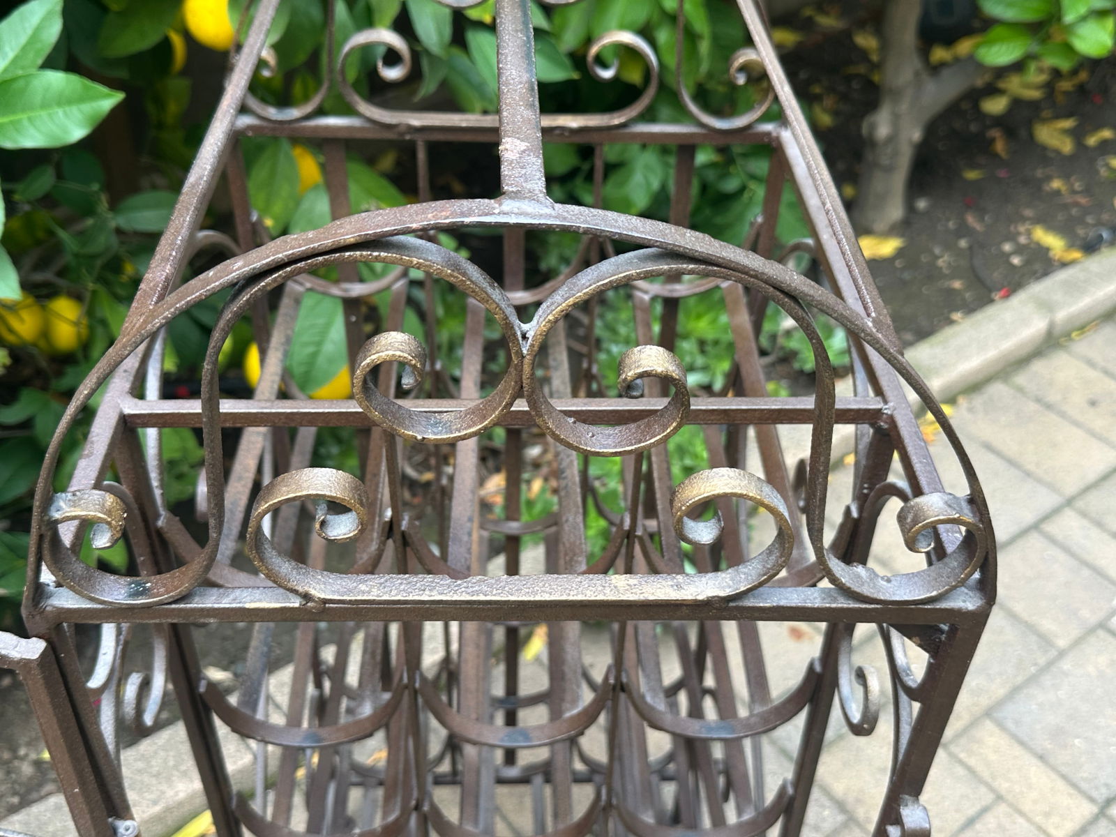 Spanish Revival Vintage Wrought Iron"Cage Shape"Wine Rack - 10