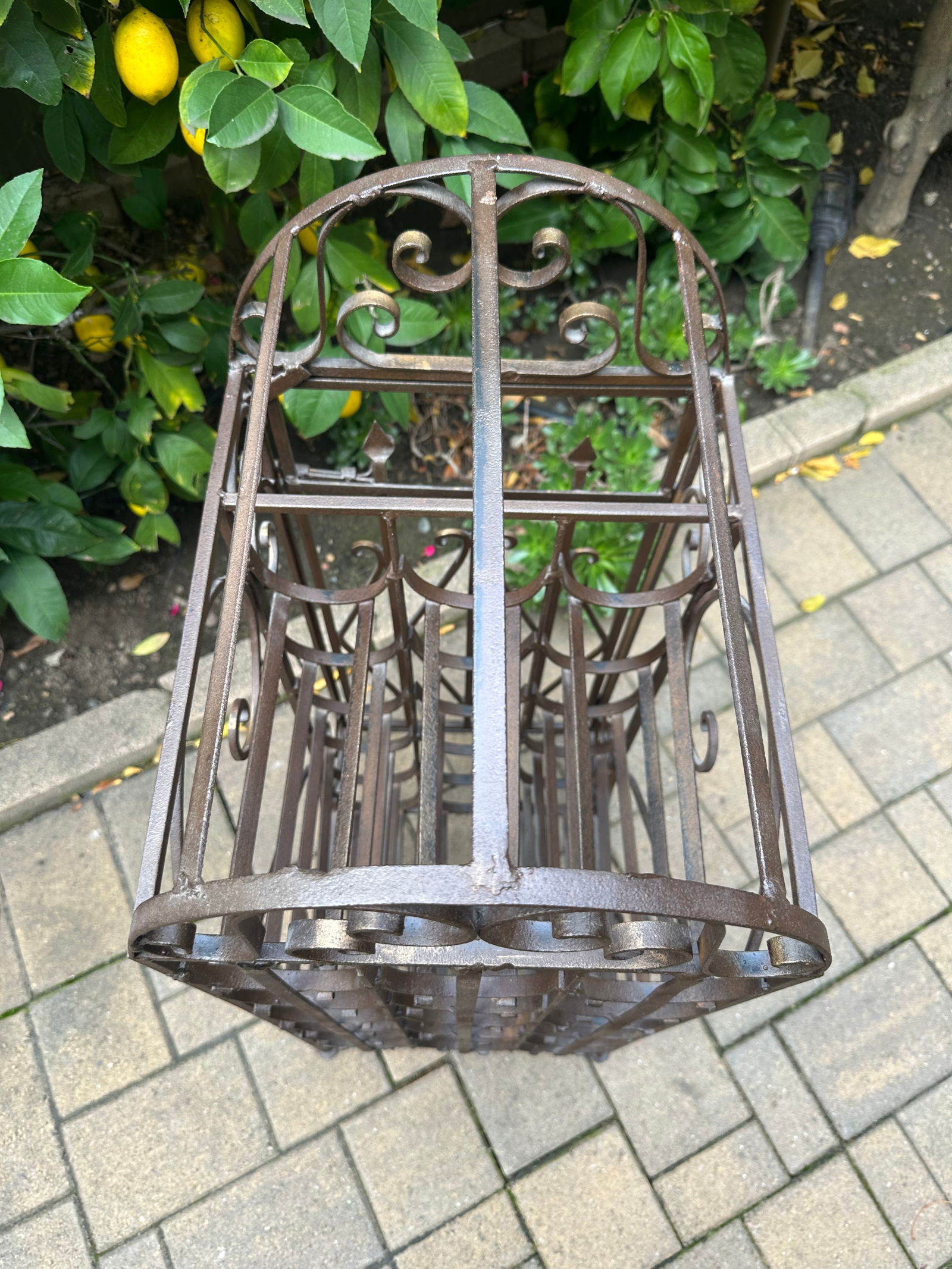 Spanish Revival Vintage Wrought Iron"Cage Shape"Wine Rack - 11