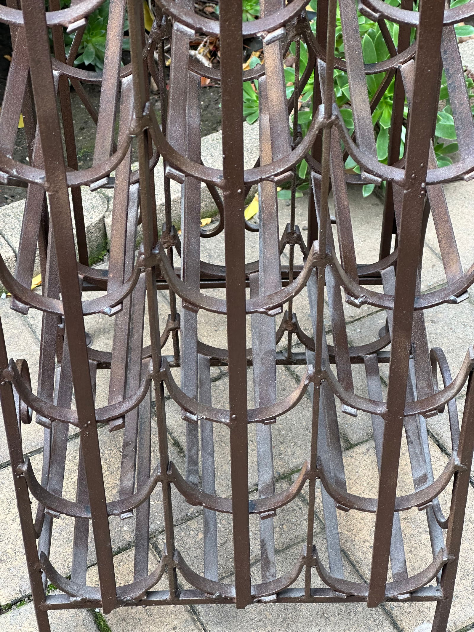 Spanish Revival Vintage Wrought Iron"Cage Shape"Wine Rack - 14