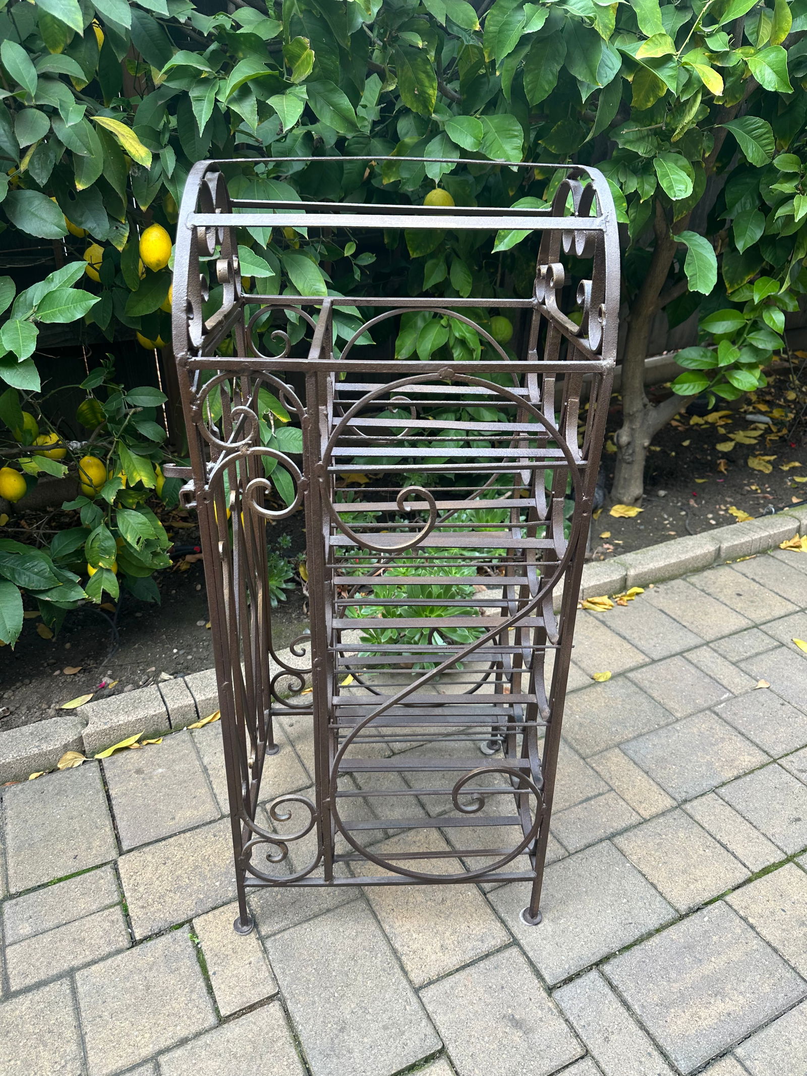 Spanish Revival Vintage Wrought Iron"Cage Shape"Wine Rack - 16