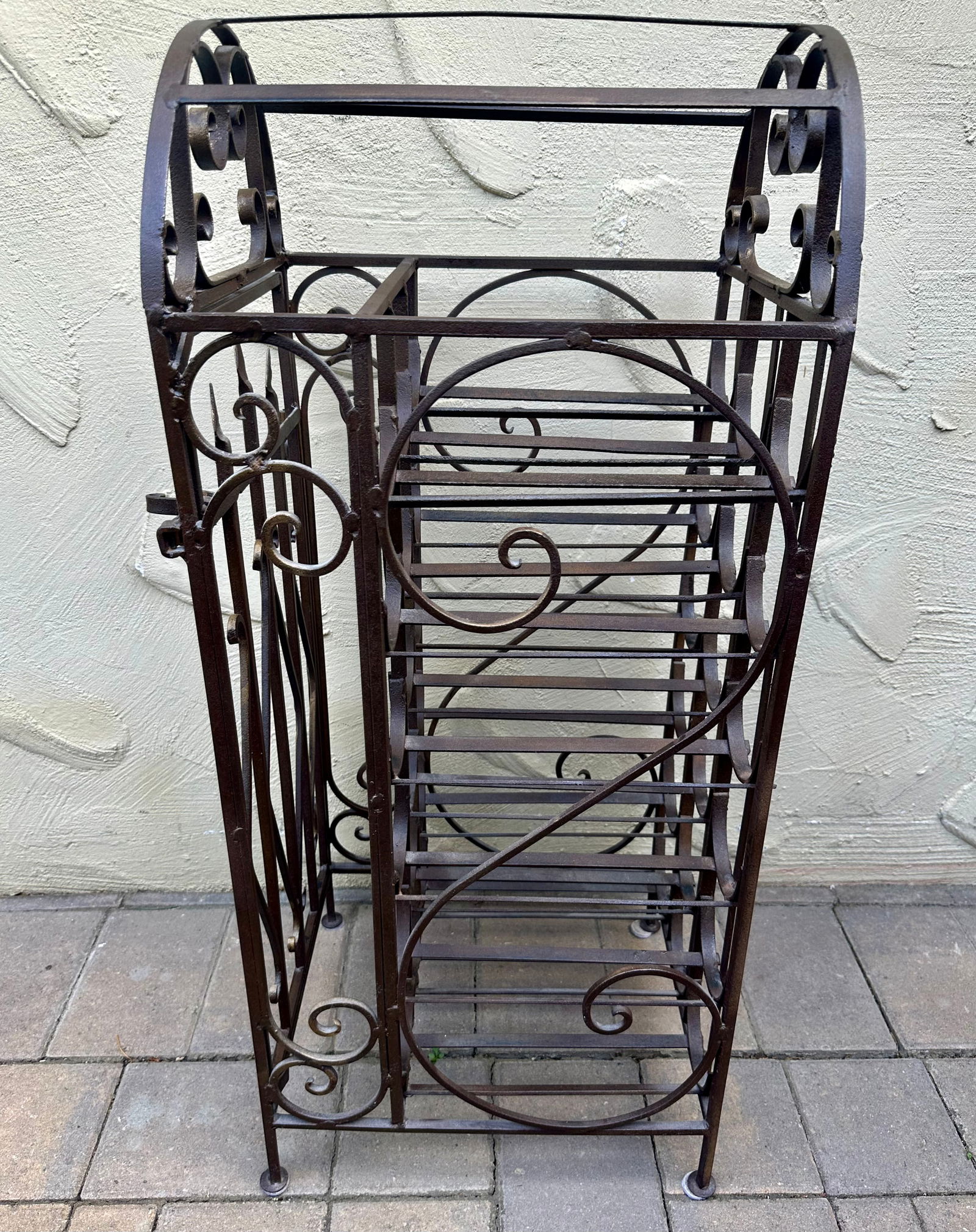 Spanish Revival Vintage Wrought Iron"Cage Shape"Wine Rack - 17