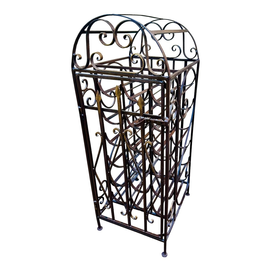 Spanish Revival Vintage Wrought Iron"Cage Shape"Wine Rack (1 of 17)