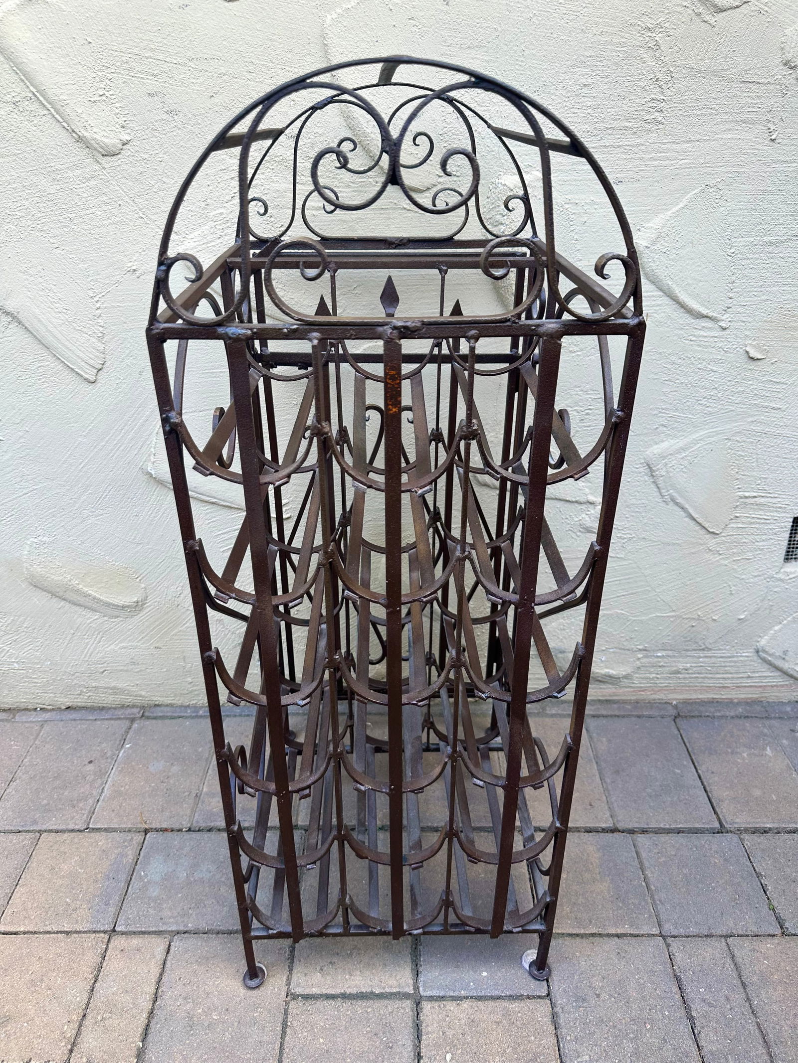 Spanish Revival Vintage Wrought Iron"Cage Shape"Wine Rack - 3