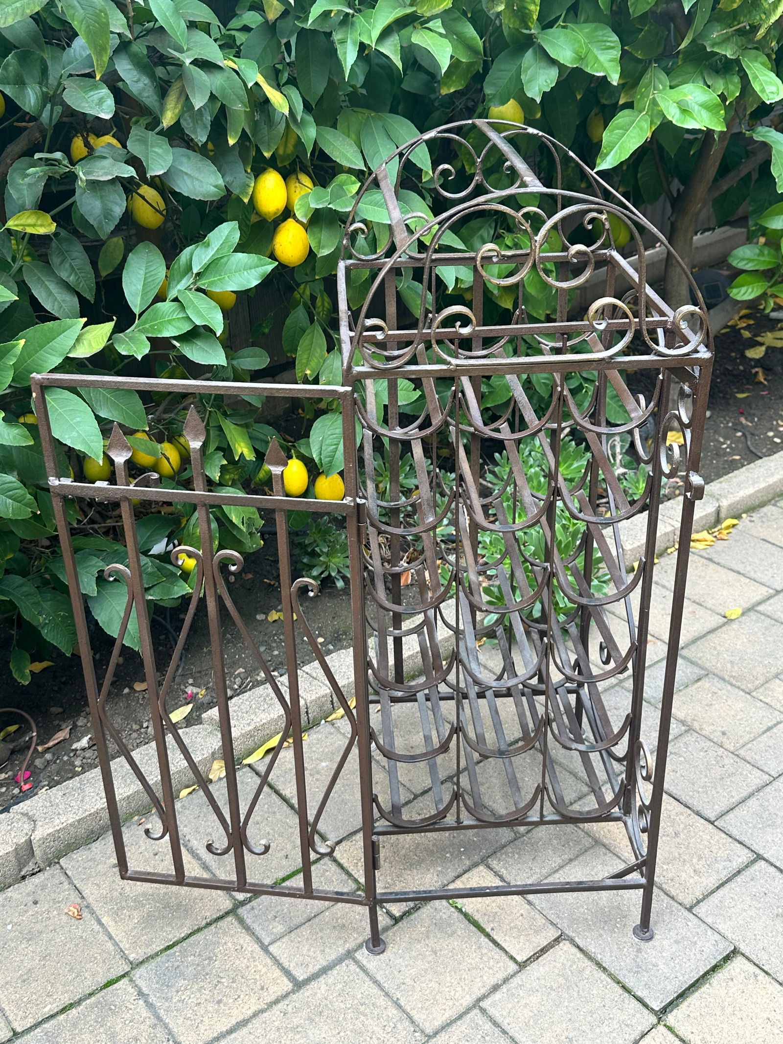 Spanish Revival Vintage Wrought Iron"Cage Shape"Wine Rack - 4