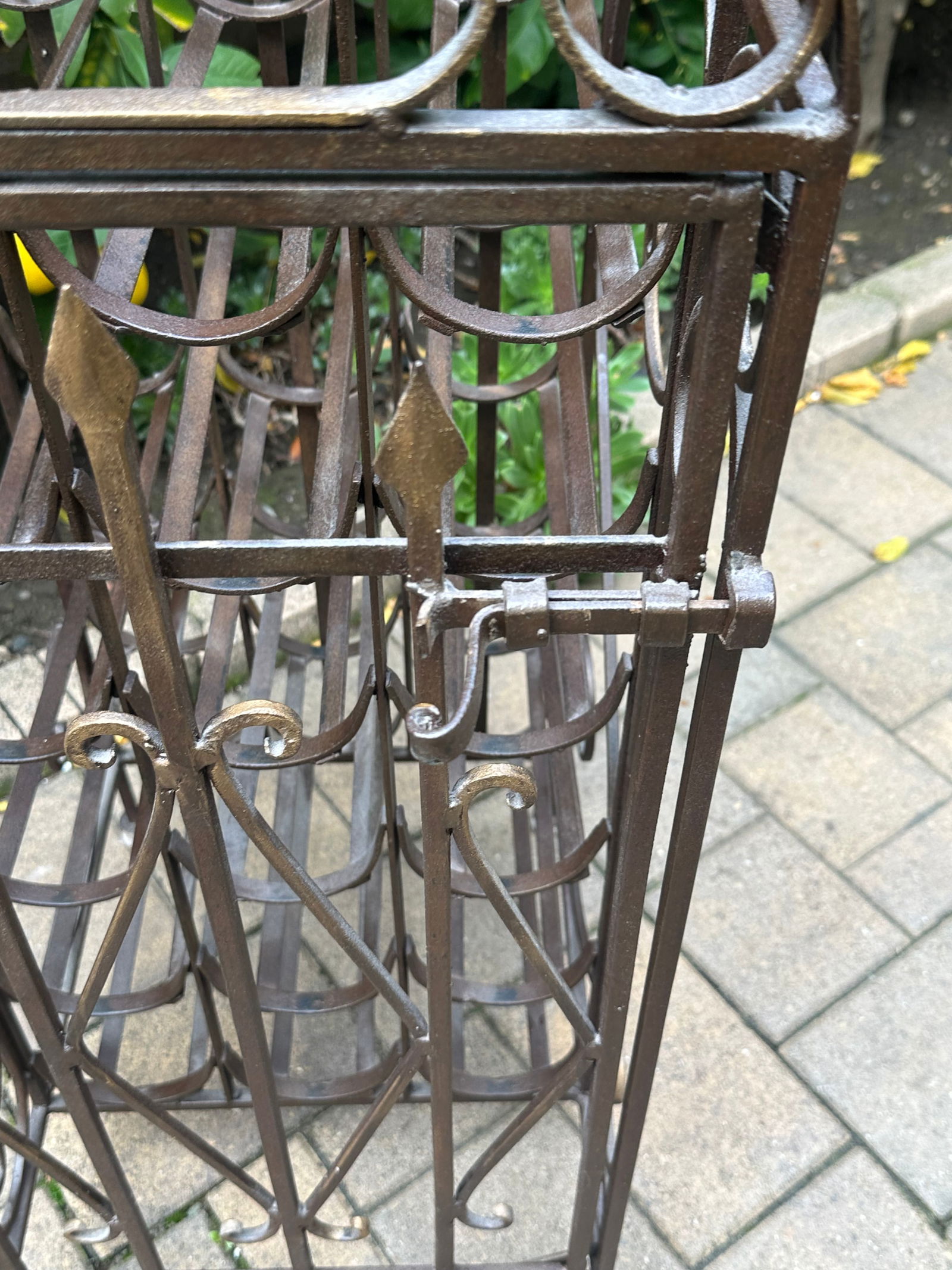 Spanish Revival Vintage Wrought Iron"Cage Shape"Wine Rack - 7