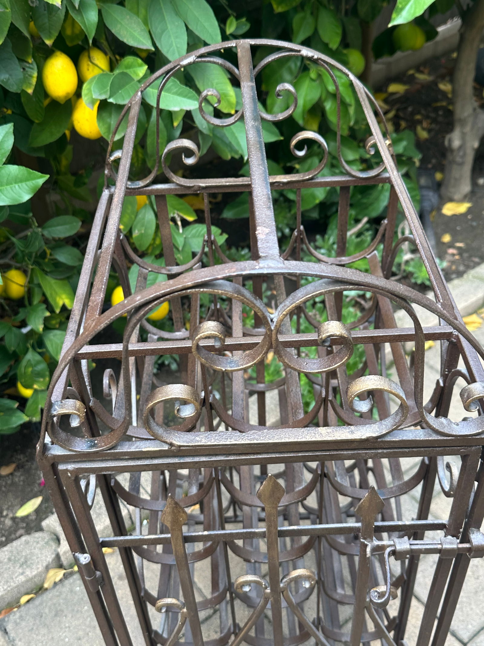 Spanish Revival Vintage Wrought Iron"Cage Shape"Wine Rack - 8