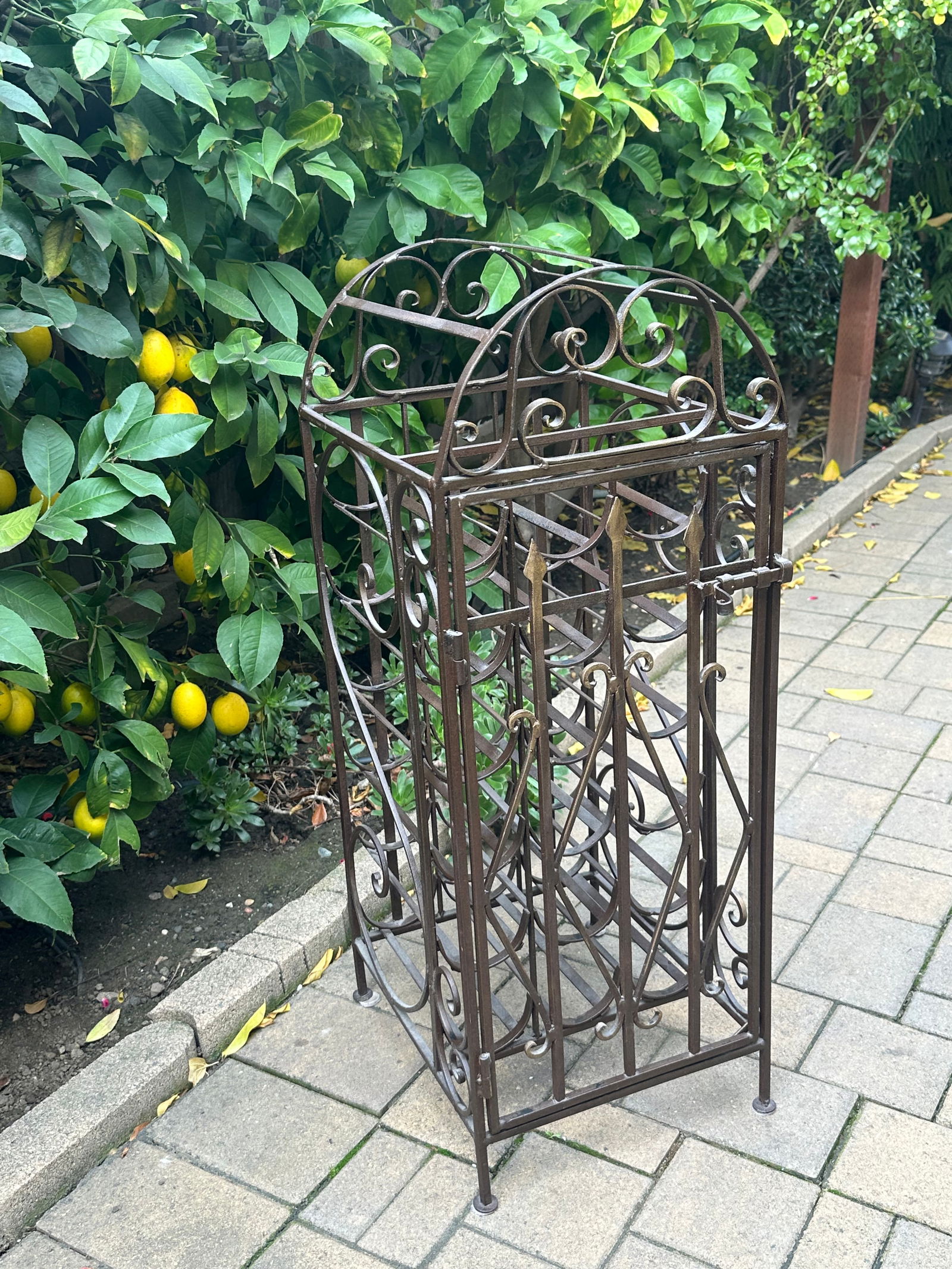 Spanish Revival Vintage Wrought Iron"Cage Shape"Wine Rack - 9