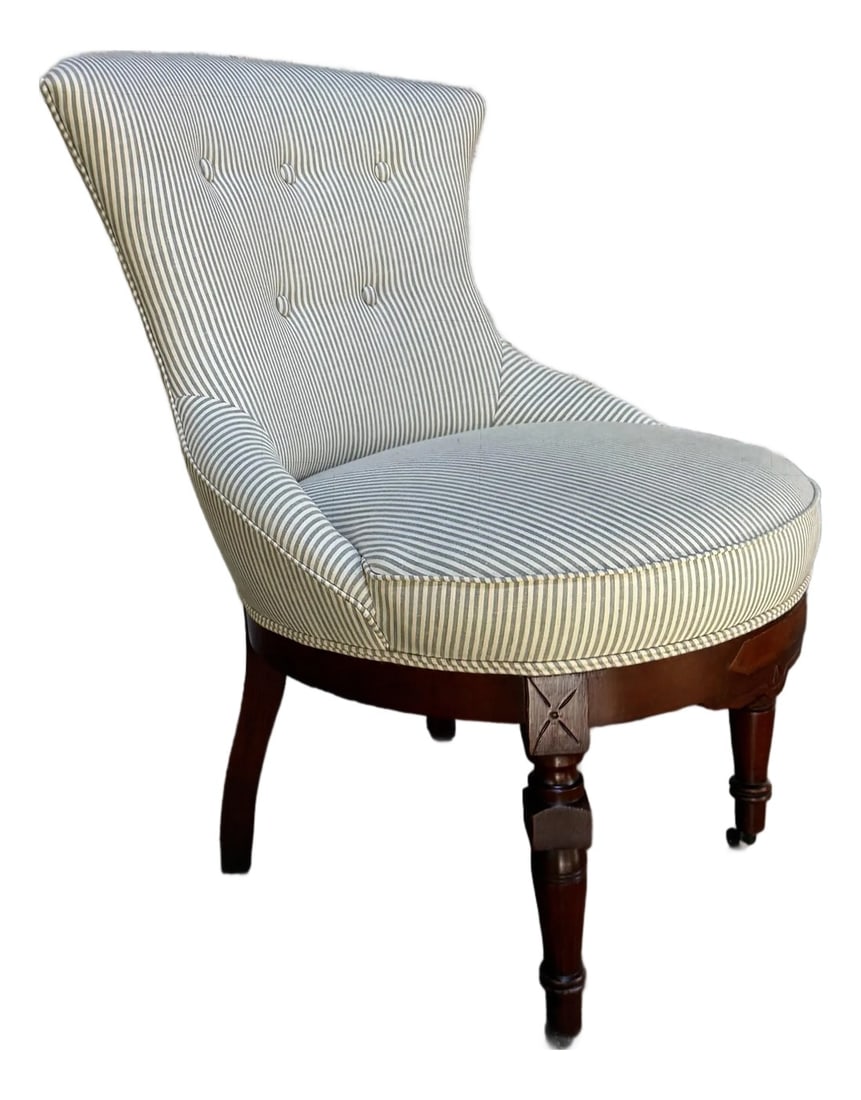 Swedish Rococo Revival Victorian Slipper "Emma" Chair C. 1880 - Fully Restored: Fully restored antique Swedish Rococo "Emmastol" (Emma Chair), a classic piece of 19th-century Swedish furniture design in the Rococo Revival Style (Swedish counterpart to Victorian), now modernized