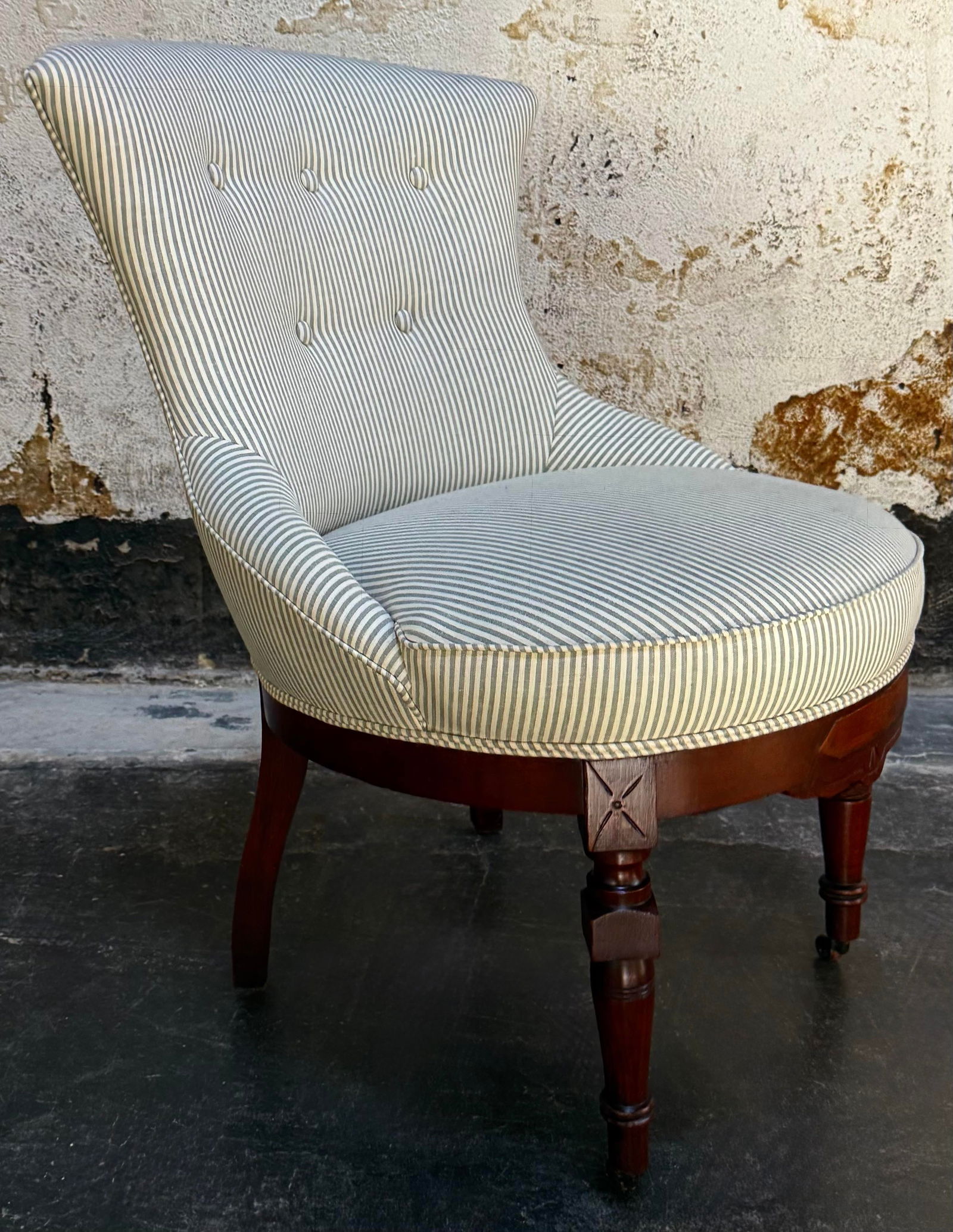 Swedish Rococo Revival Victorian Slipper "Emma" Chair C. 1880 - Fully Restored - 8