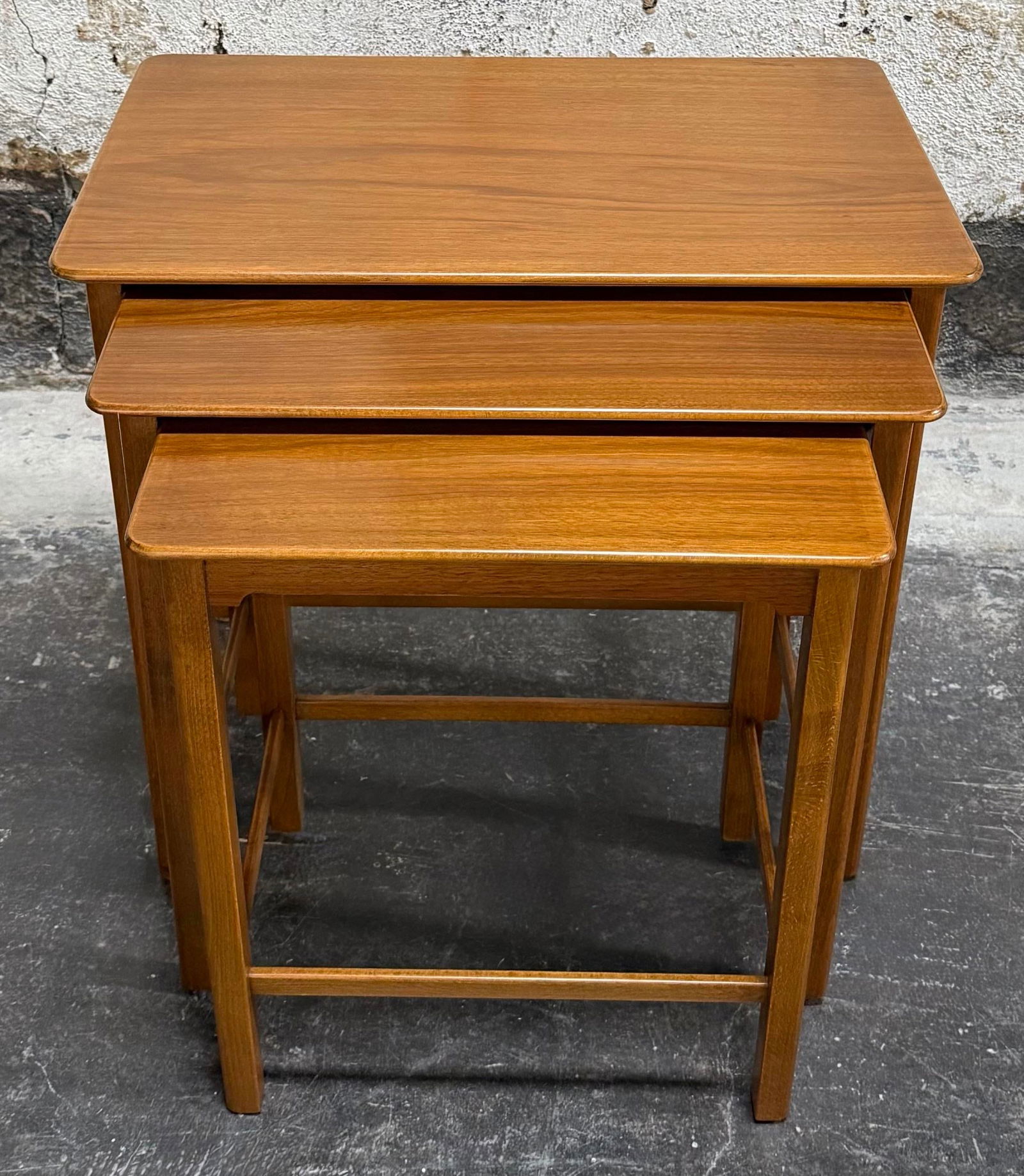Set of Three Swedish Modern Brown Teak Nesting End Tables C. 1960 - 5