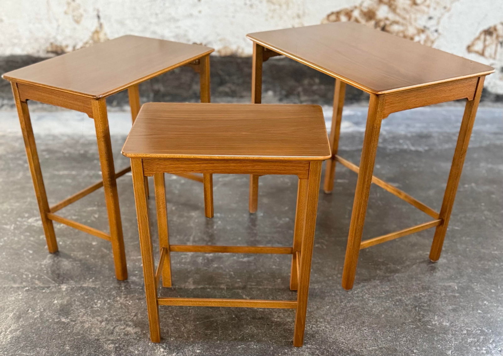 Set of Three Swedish Modern Brown Teak Nesting End Tables C. 1960 - 6