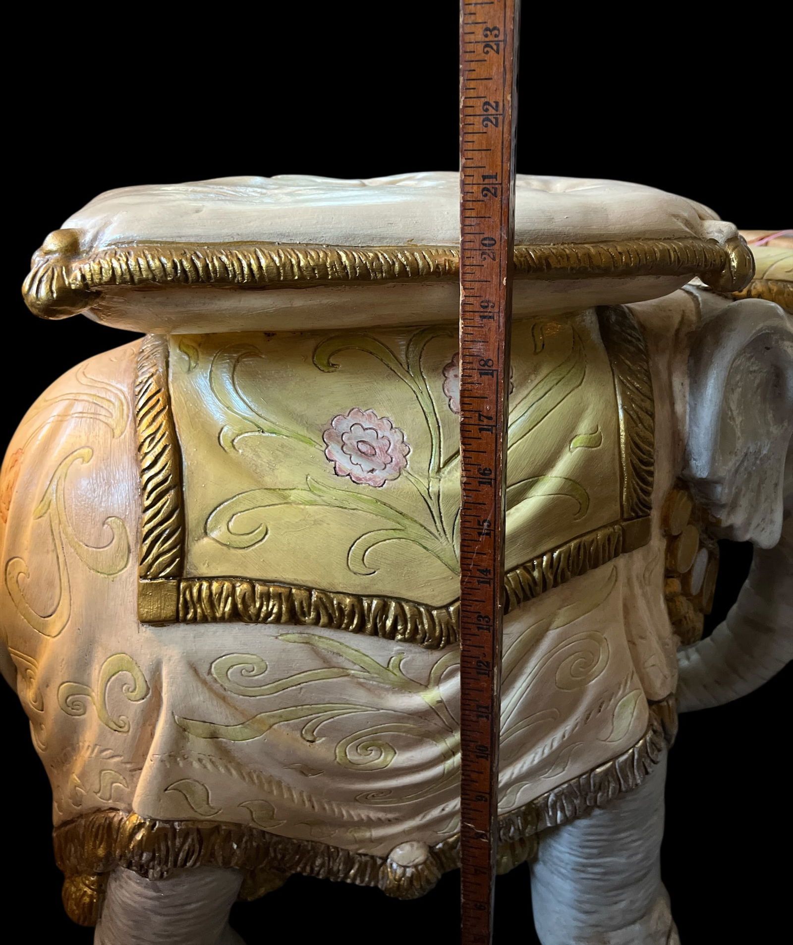 Vintage Hand-Painted Elephant Garden Stool / Side Table - 13