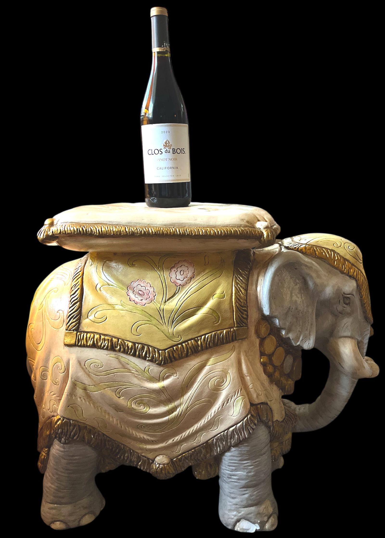 Vintage Hand-Painted Elephant Garden Stool / Side Table - 3