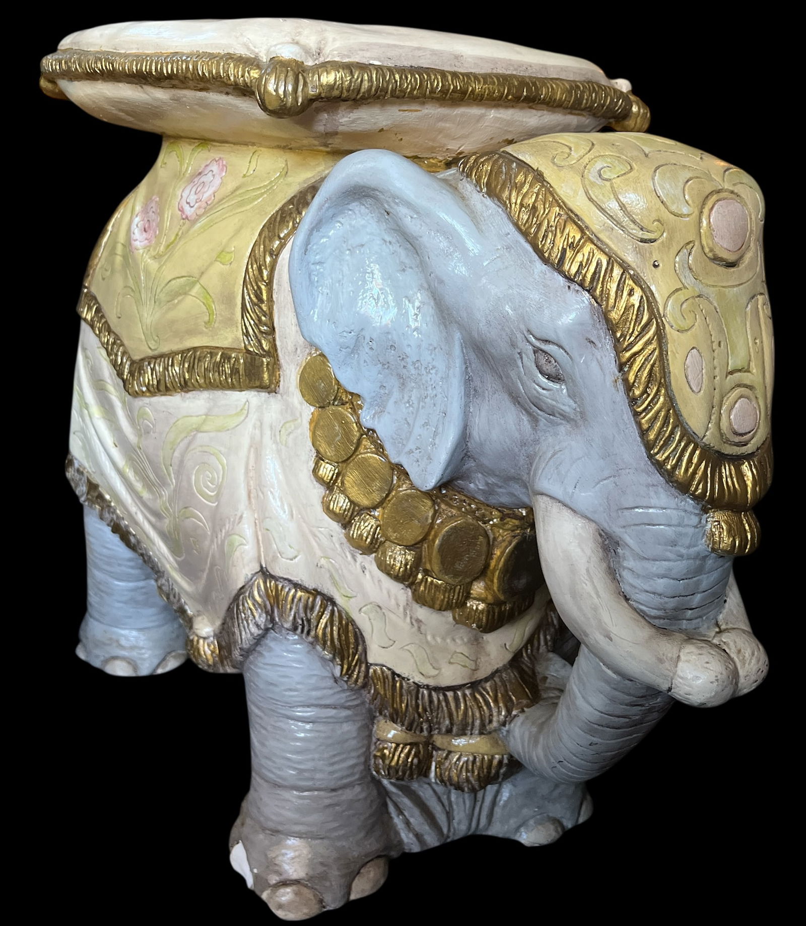 Vintage Hand-Painted Elephant Garden Stool / Side Table - 5