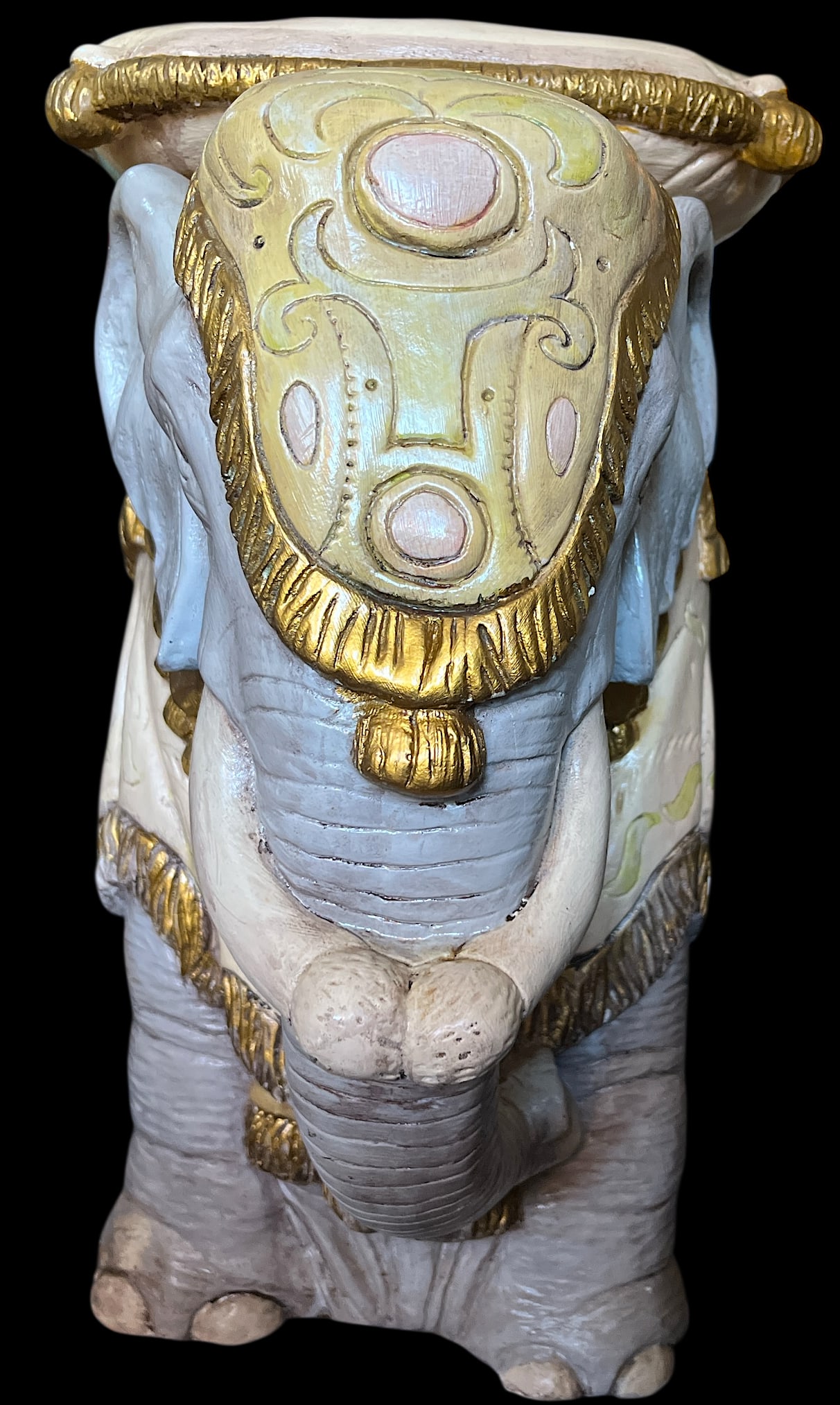 Vintage Hand-Painted Elephant Garden Stool / Side Table - 6