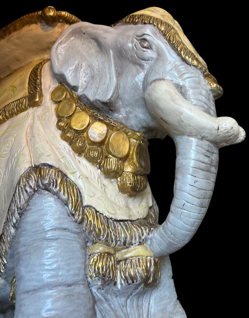 Vintage Hand-Painted Elephant Garden Stool / Side Table - 7