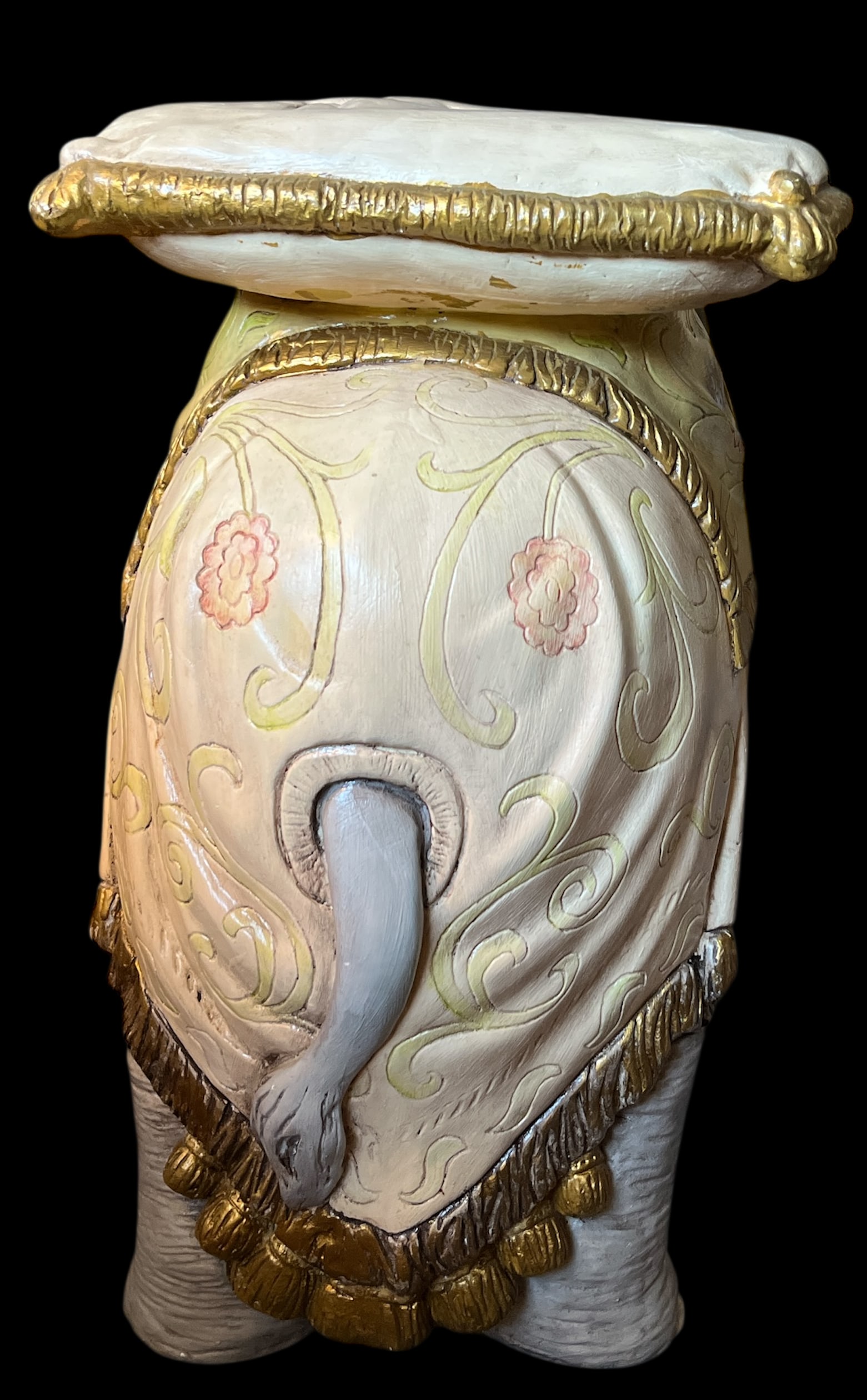 Vintage Hand-Painted Elephant Garden Stool / Side Table - 8