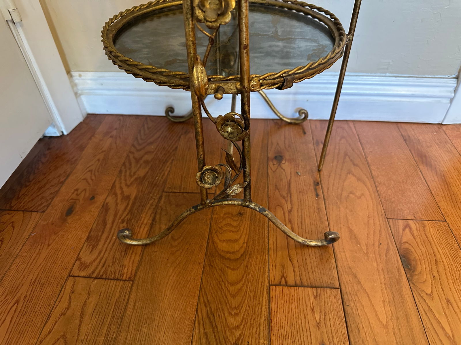 1950s Italian Gold Gilt Étagère Three-Tiers Foldable Serving Tray Table - 6