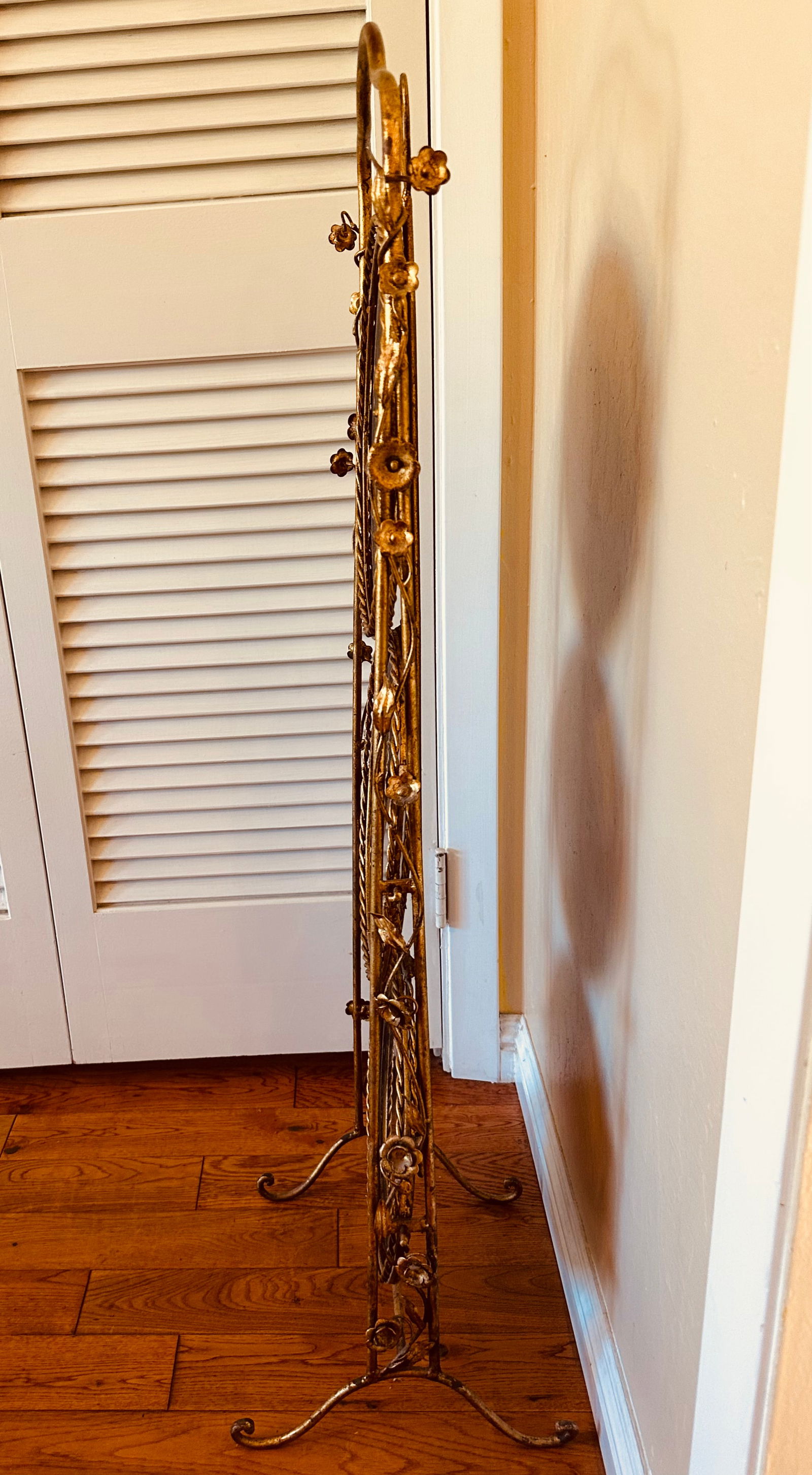 1950s Italian Gold Gilt Étagère Three-Tiers Foldable Serving Tray Table - 9