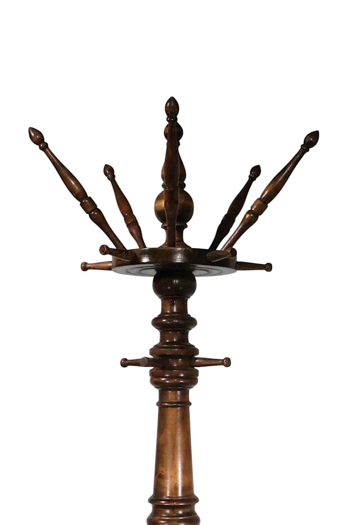19th Century Victorian Walnut Coat Rack Coat Tree - 4